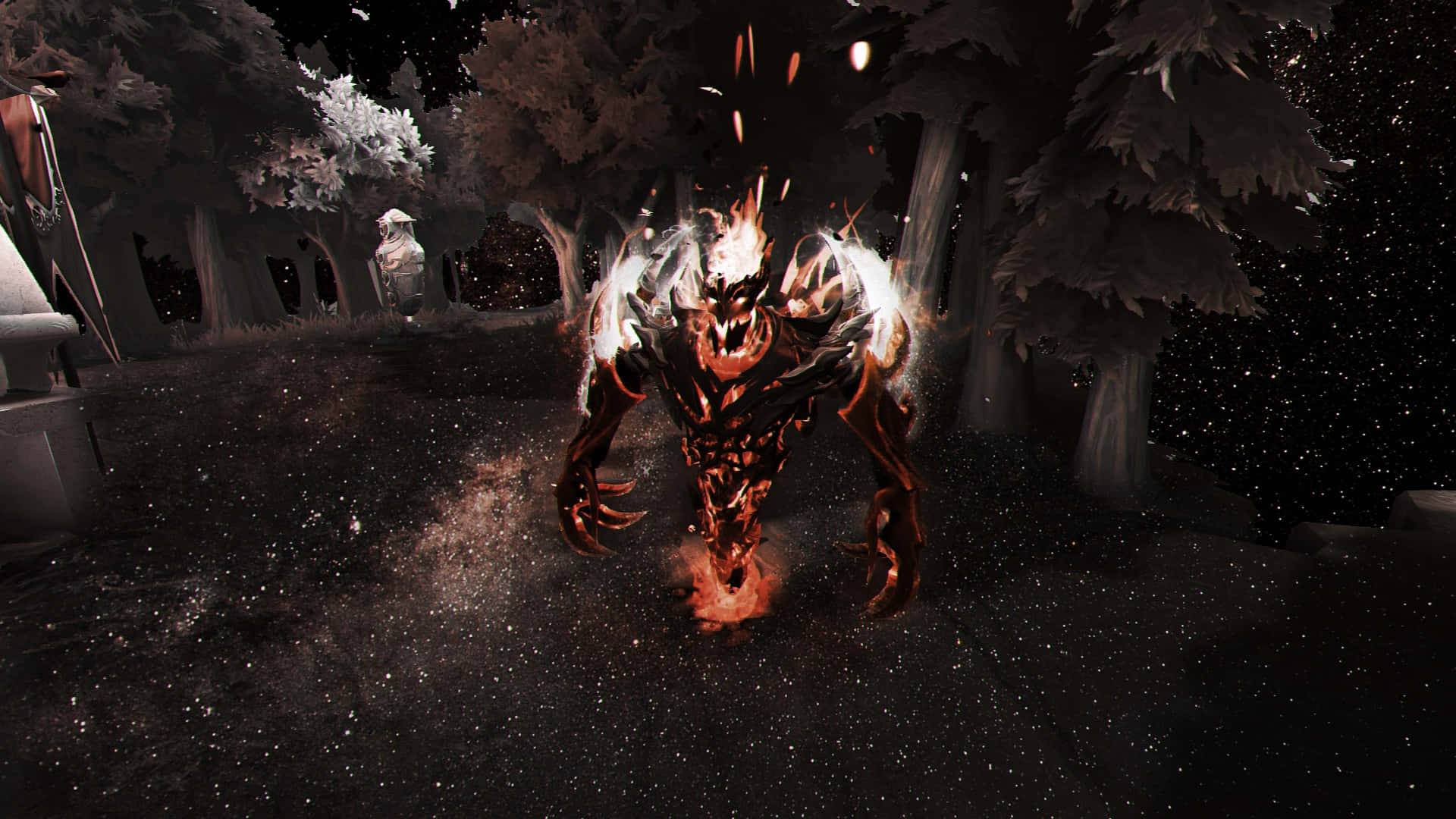 Shadow Fiend, fiery demonic creature, glowing eyes, Full HD Desktop Wallpaper
