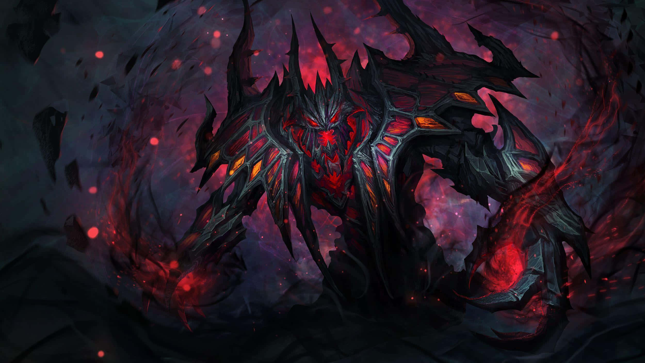 Shadow Fiend, glowing red eyes, jagged armor, Full HD Desktop Wallpaper