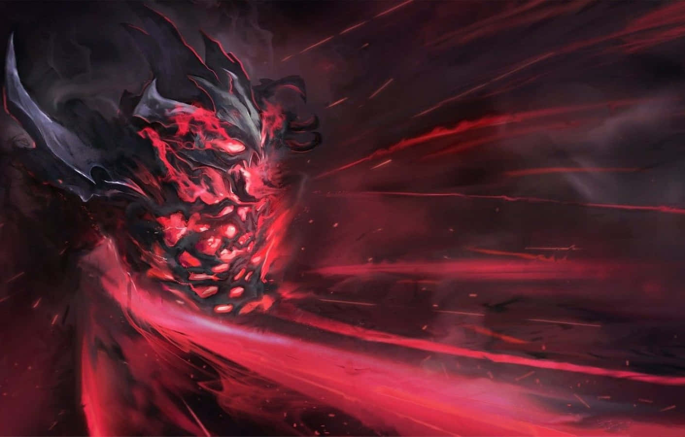 Shadow Fiend, red and black demonic entity, glowing eyes, HD Desktop Wallpaper