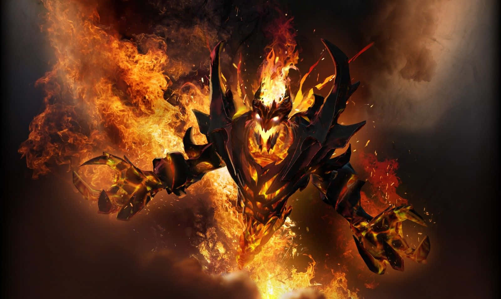 Shadow Fiend, flames, glowing eyes, HD Desktop Wallpaper