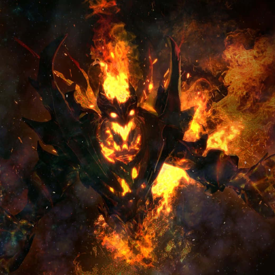 Shadow Fiend, glowing eyes, fiery wings, SD Desktop Wallpaper
