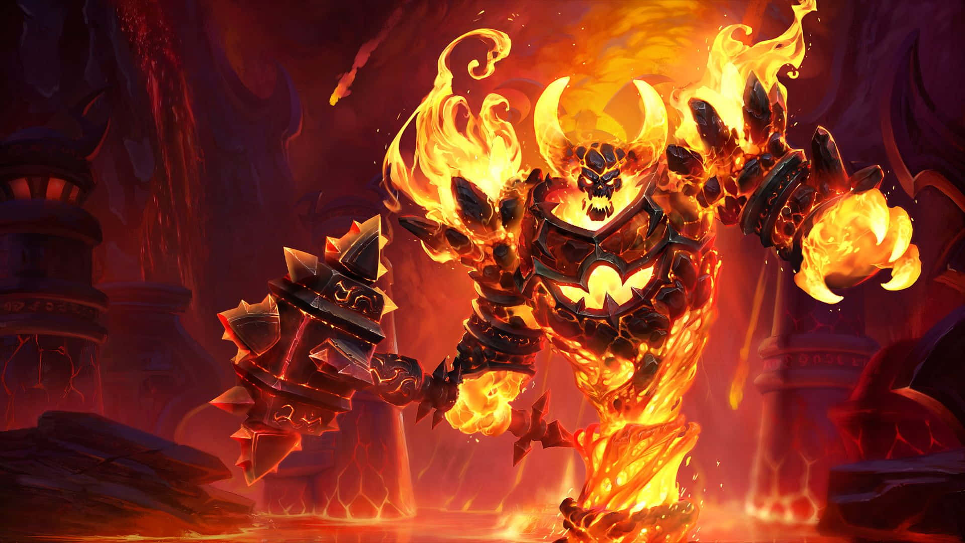 Shadow Fiend, flaming demon, glowing horns, Full HD Desktop Wallpaper
