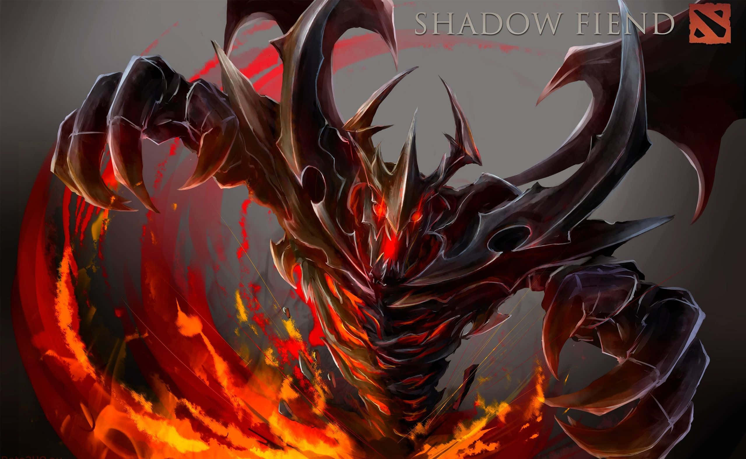 Shadow Fiend, glowing red eyes, jagged claws, Full HD Desktop Wallpaper