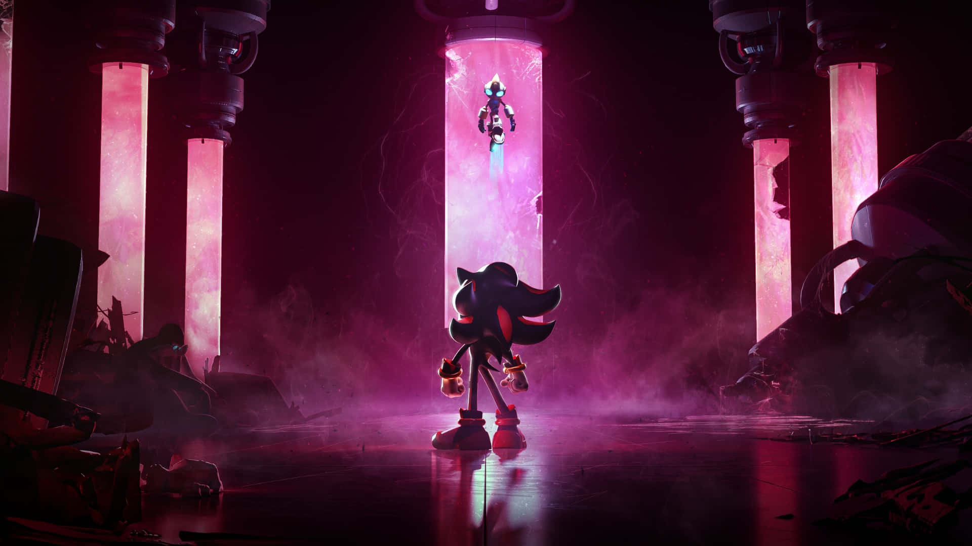 Shadow, dark hedgehog, ruined chamber, Full HD Desktop Wallpaper