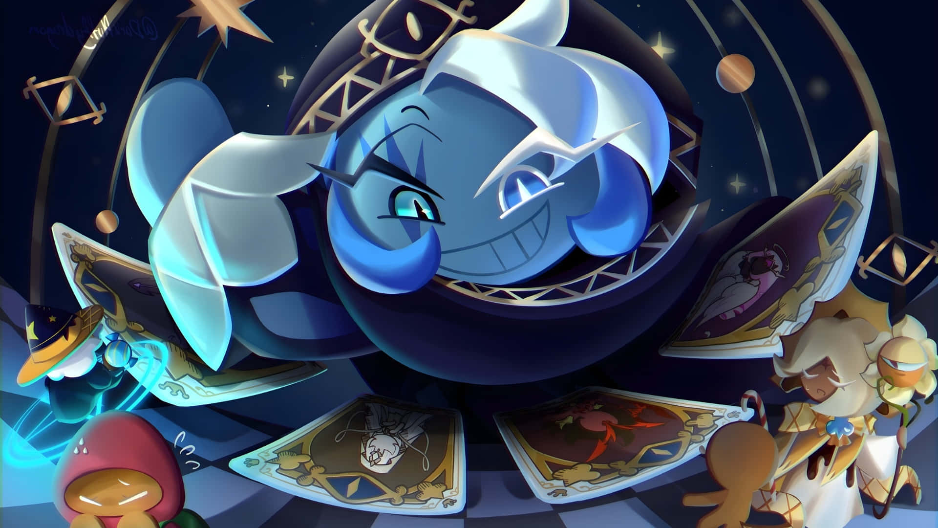 Shadow Milk Cookie, blue moon, mischievous grin, Full HD Desktop Wallpaper