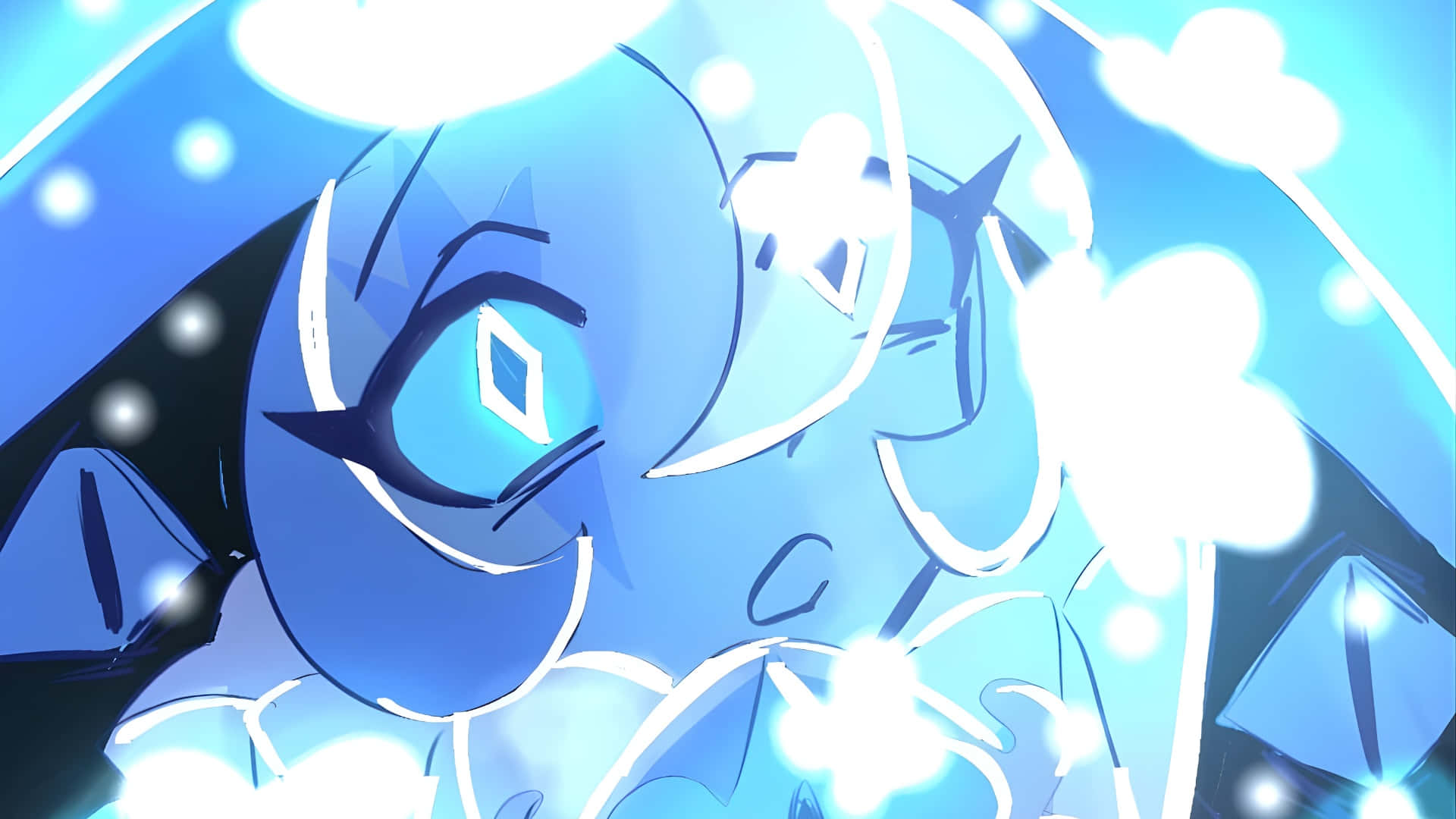 Shadow Milk Cookie, blue anime character, glowing eyes, Full HD Desktop Wallpaper