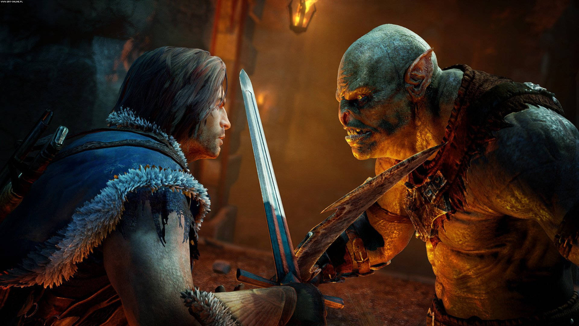 Shadow Of Mordor, warrior, blue fur-trimmed armor, Full HD Desktop Wallpaper