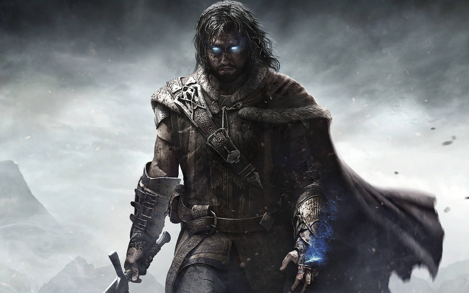 Shadow Of Mordor, warrior, glowing blue eyes, Full HD Desktop Wallpaper