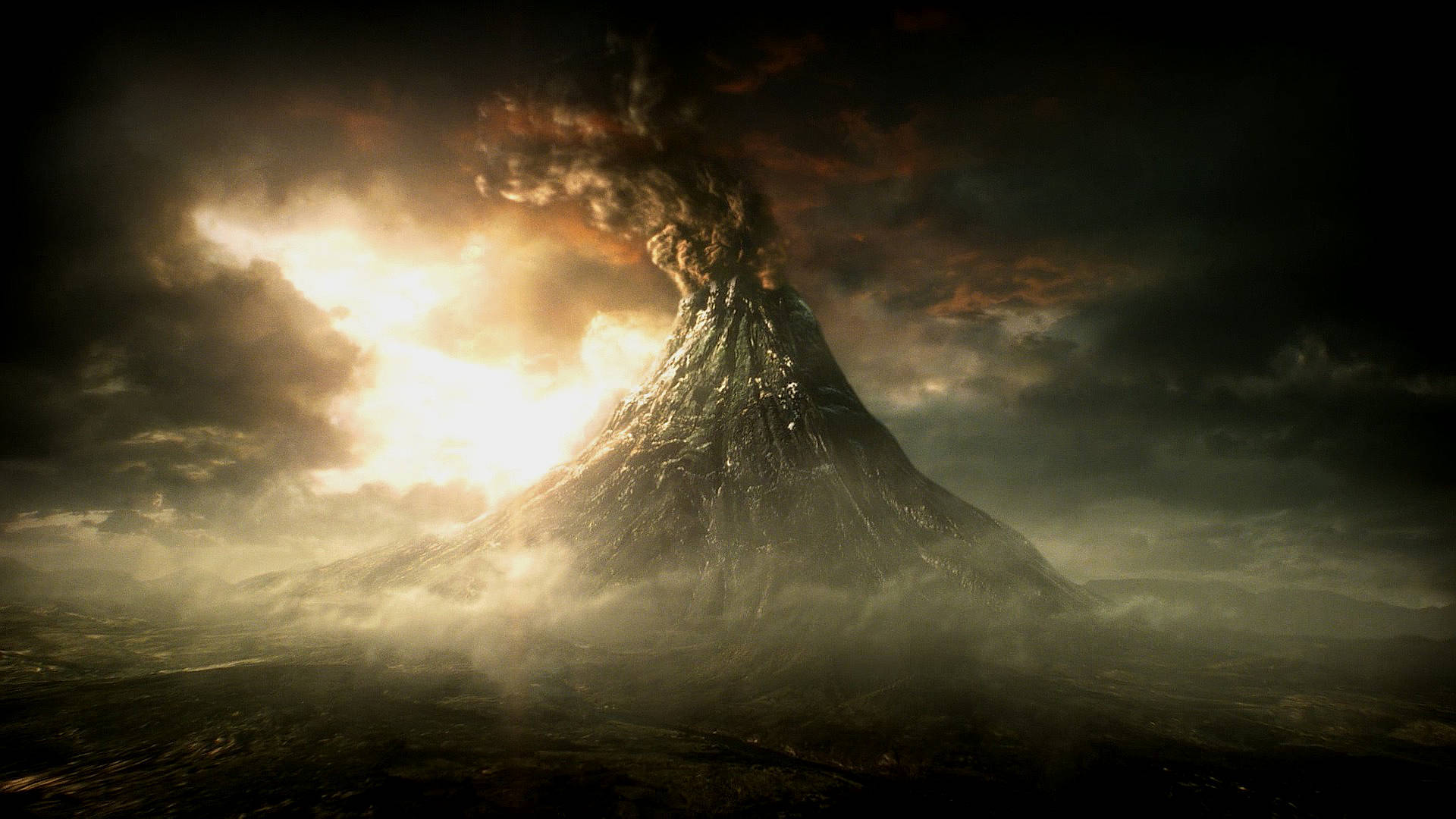 Shadow Of Mordor, volcanic eruption, fiery lava, Full HD Desktop Wallpaper