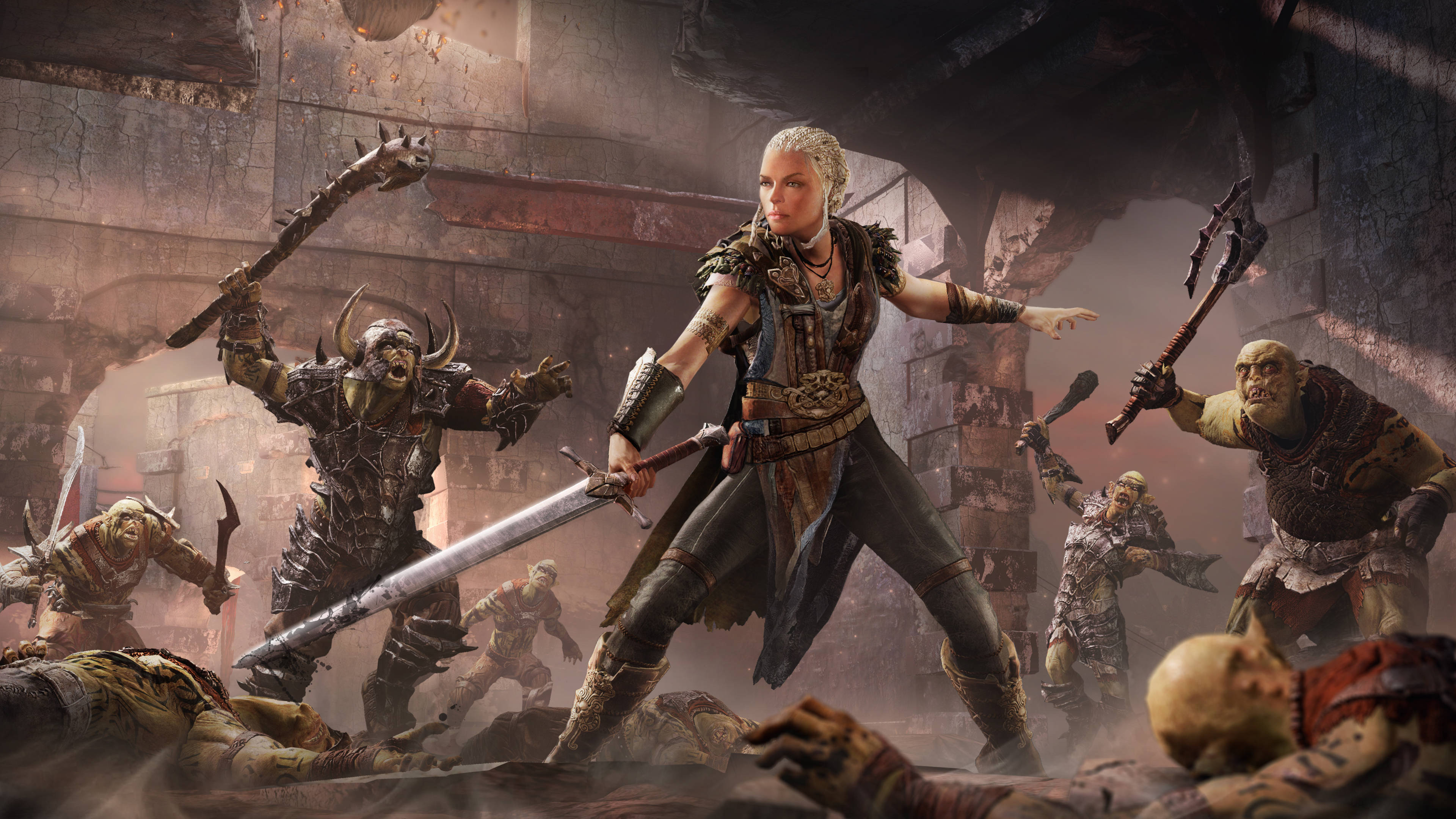 Shadow Of Mordor, girl warrior, sword, 4K Desktop Wallpaper