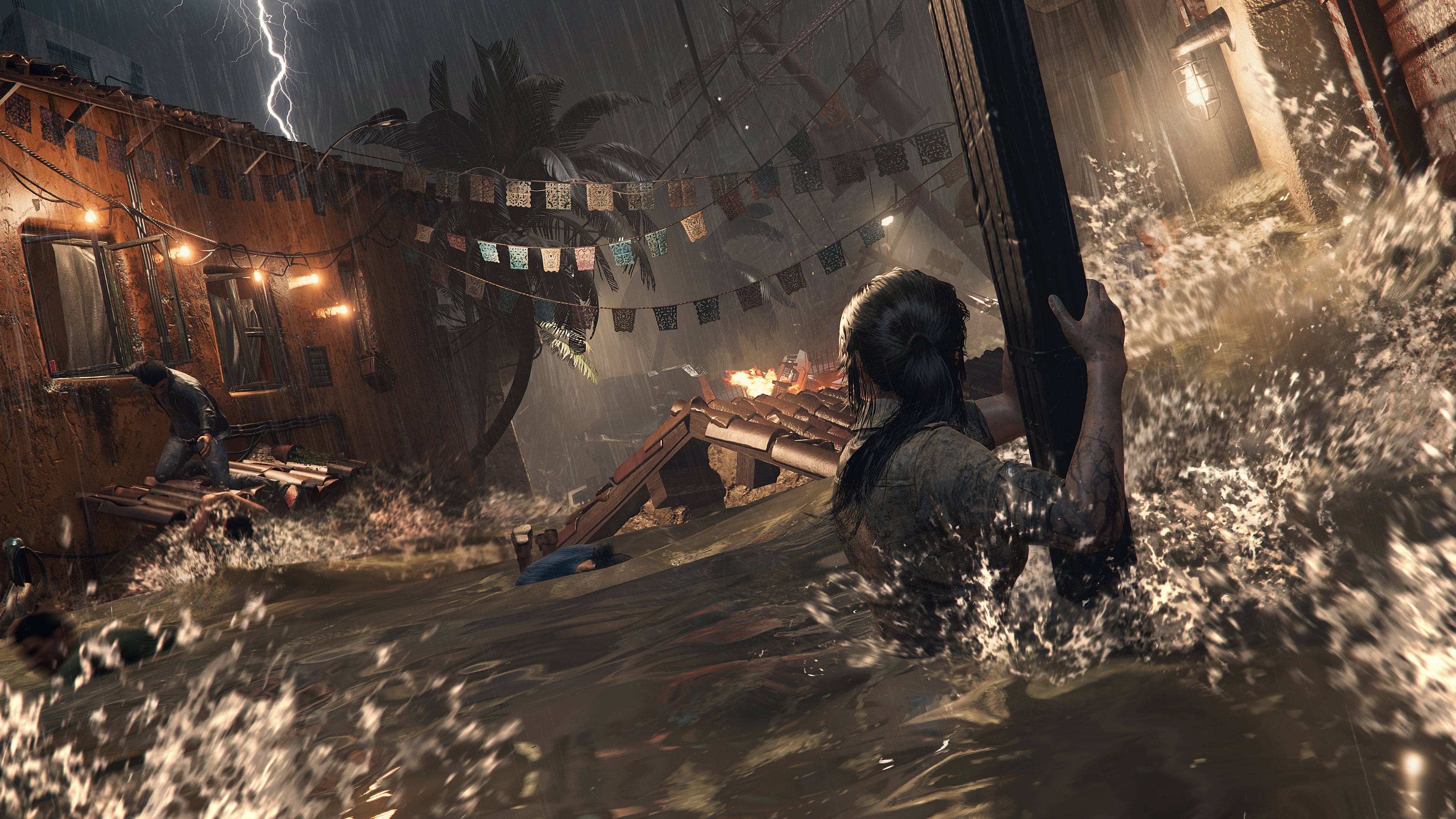 Shadow Of The Tomb Raider, Heavy Floods, stormy sky, 4K Desktop Wallpaper