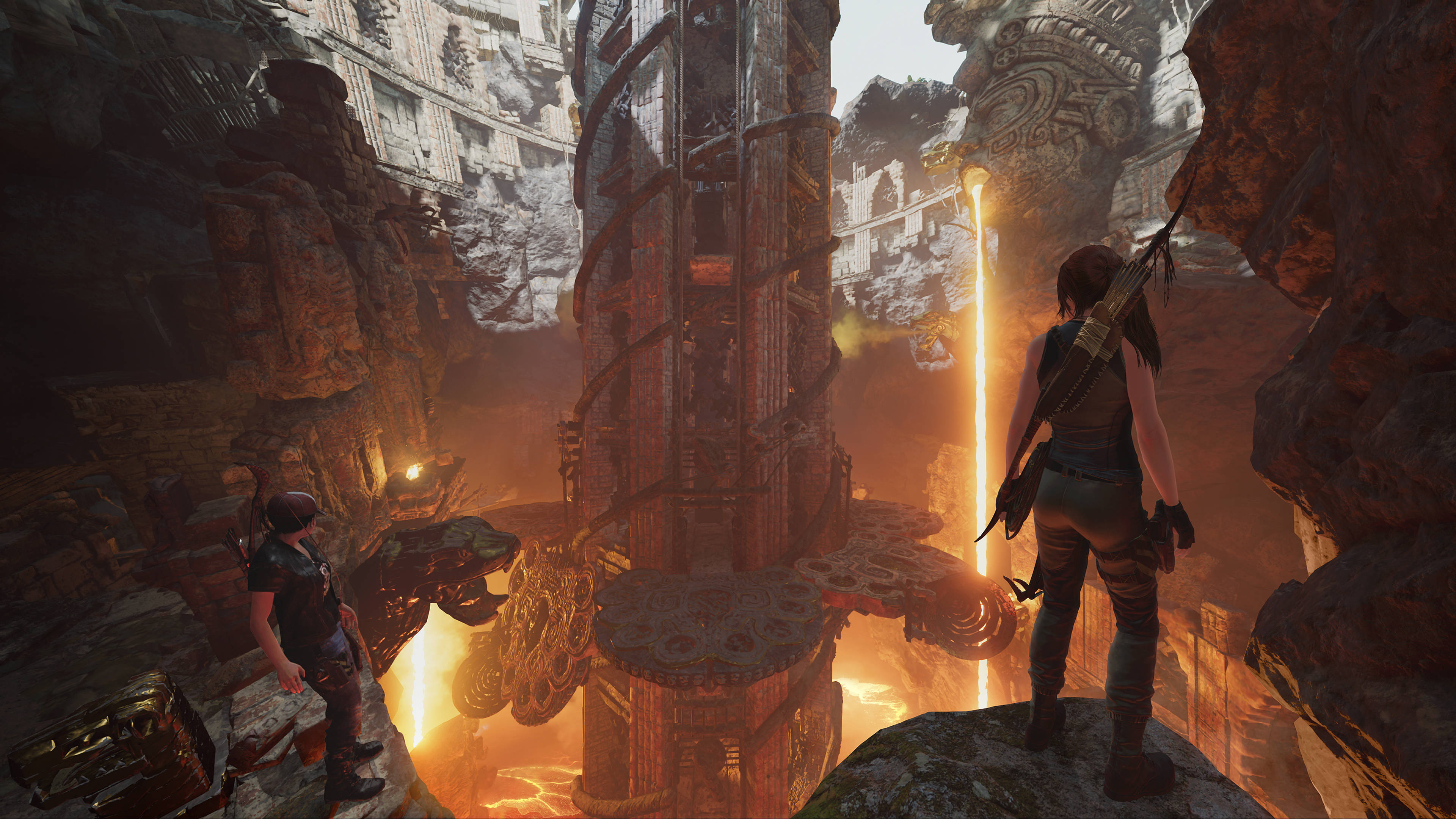 Shadow Of The Tomb Raider, lava flows, glowing orange lava pit, 4K Desktop Wallpaper