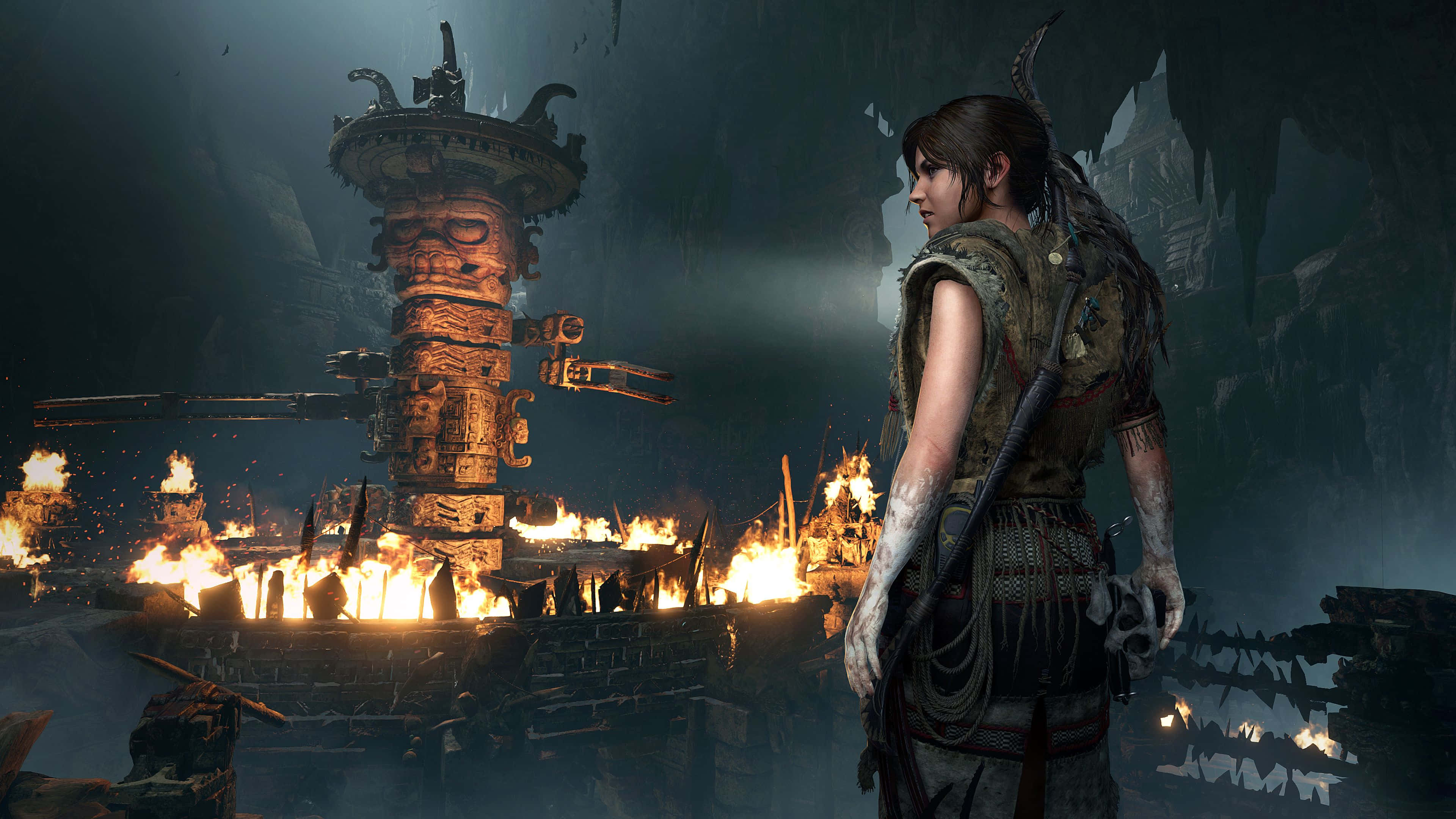 Shadow Of The Tomb Raider HD, warrior, dark cave, 4K Desktop Wallpaper
