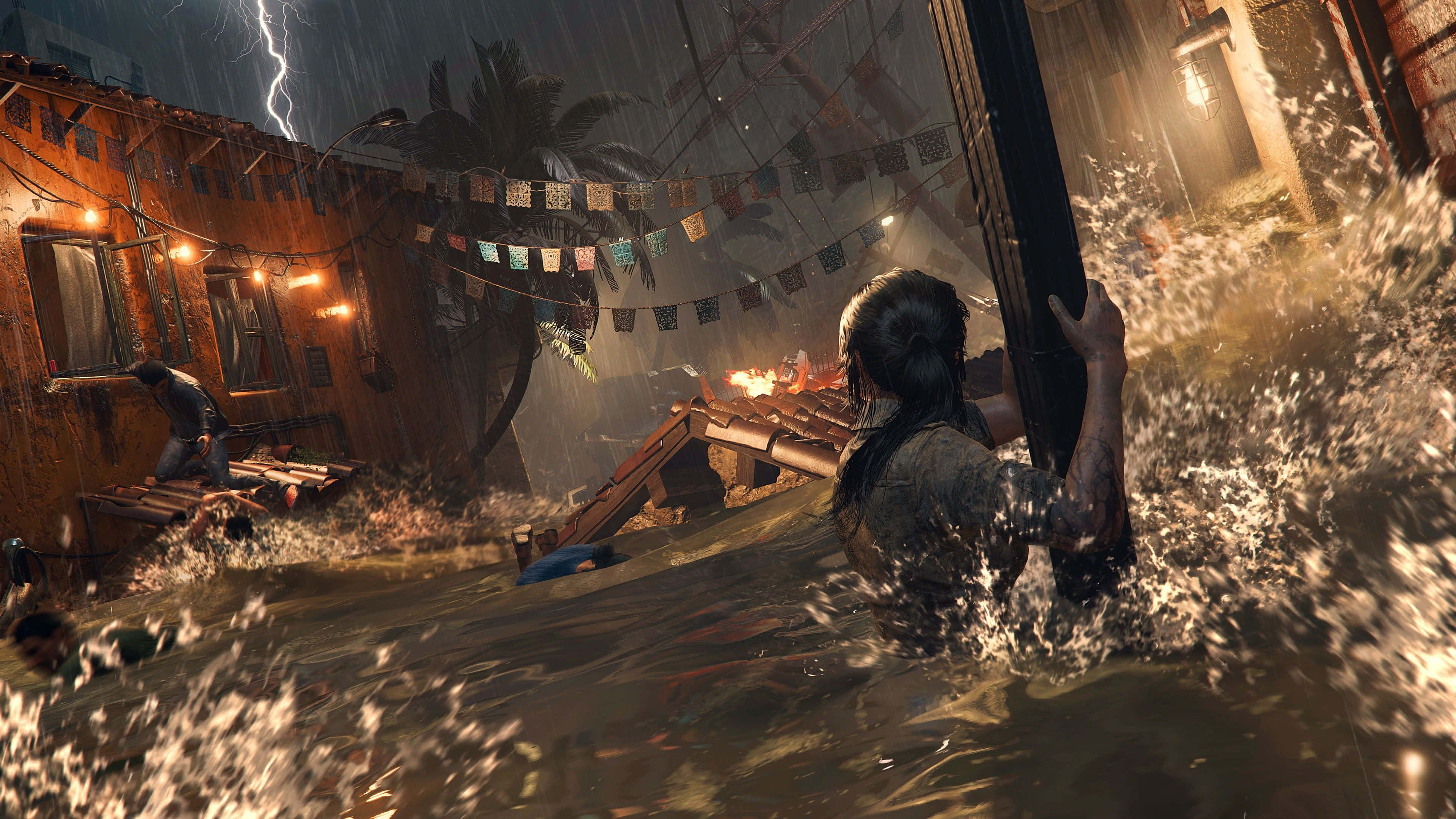Shadow of the Tomb Raider, floodwaters, stormy sky, 4K Desktop Wallpaper