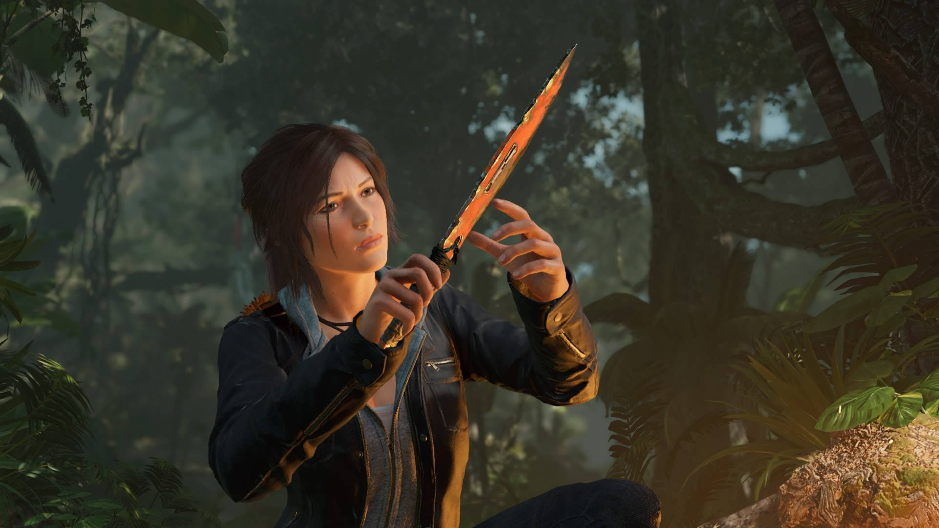 Shadow Of The Tomb Raider, camping knife, glowing orange blade, Full HD Desktop Wallpaper