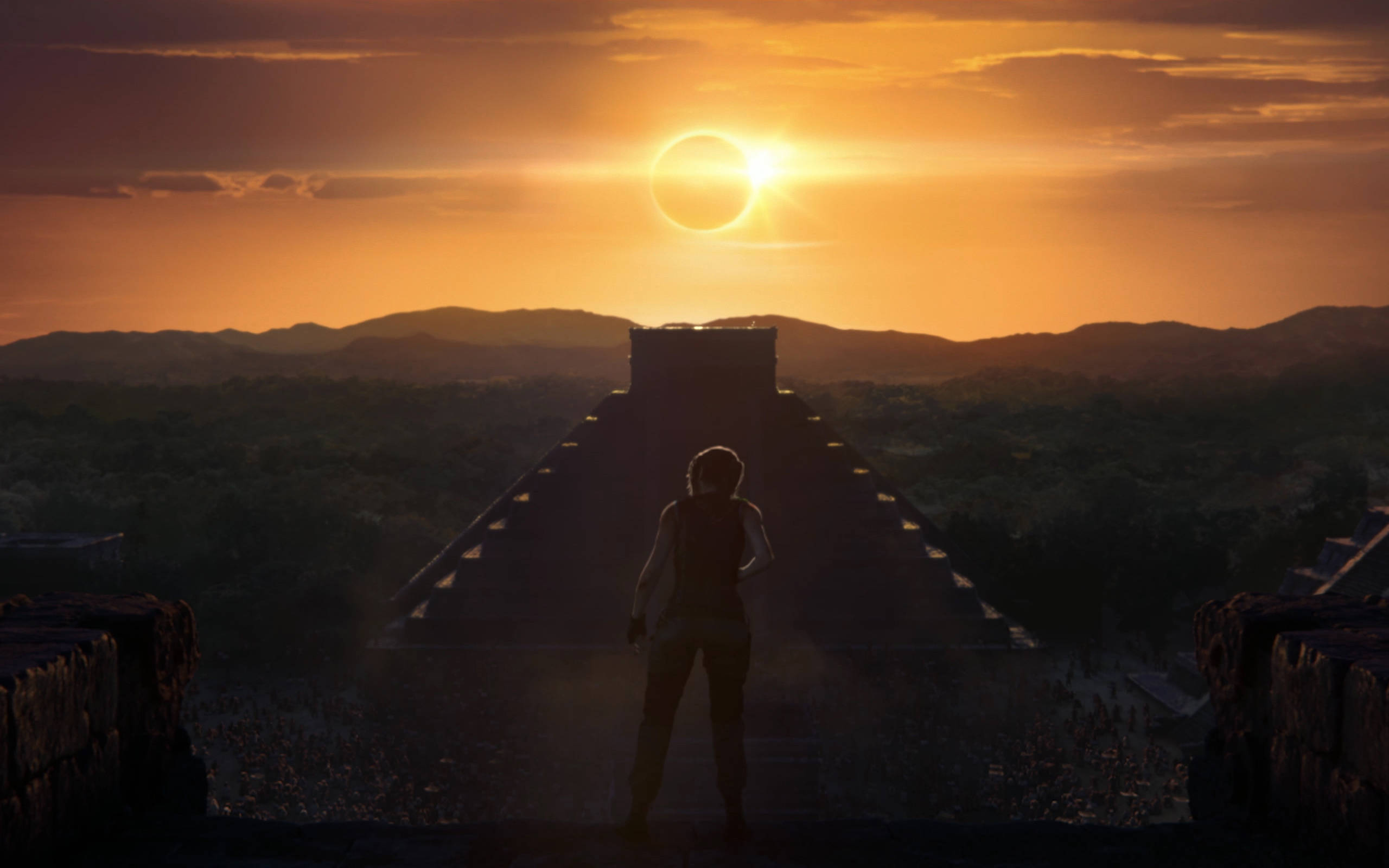 Shadow Of The Tomb Raider, temple, sunset, 2K Desktop Wallpaper