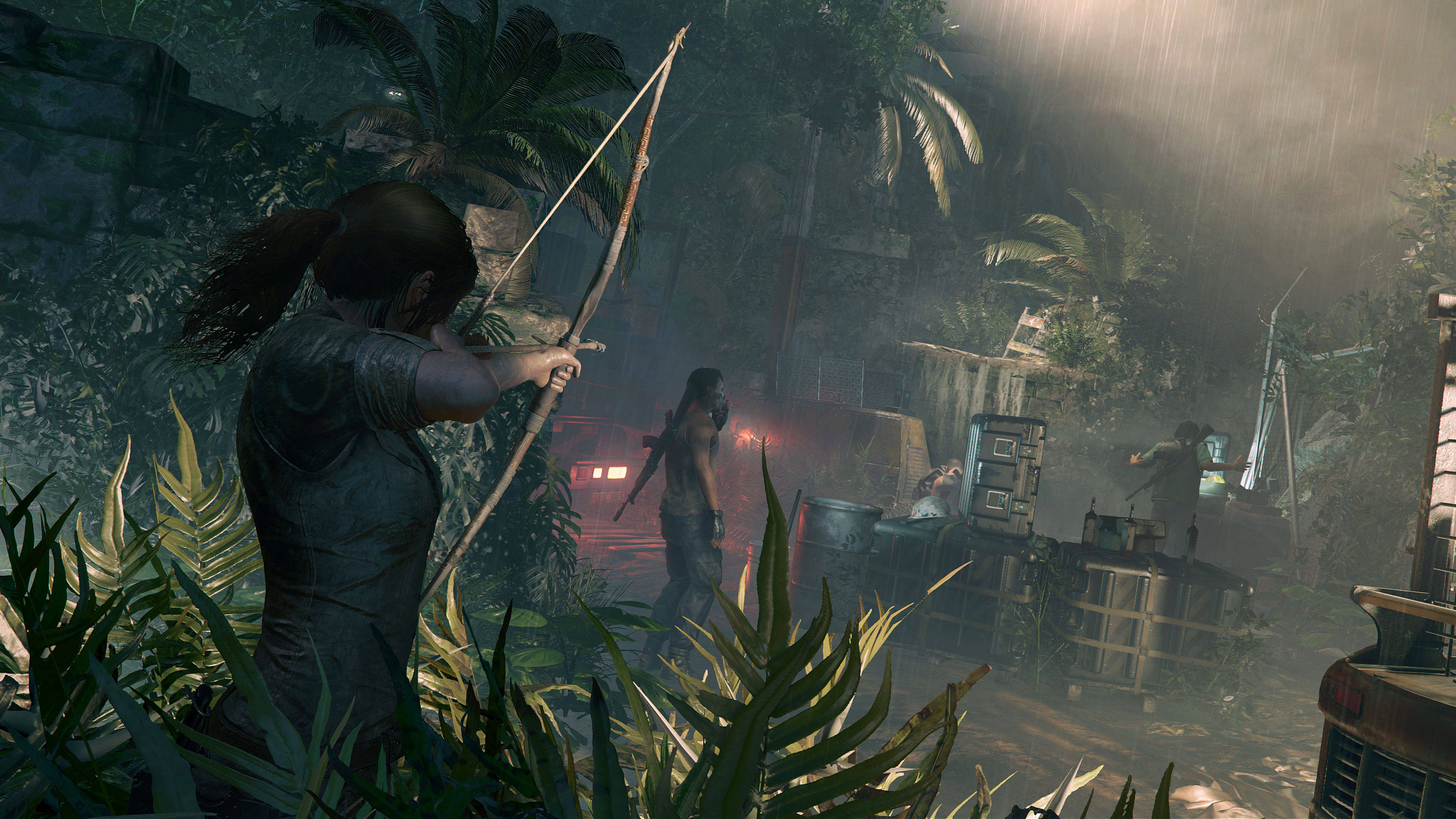 Shadow Of The Tomb Raider, woman with a bow, rainy jungle, 4K Desktop Wallpaper