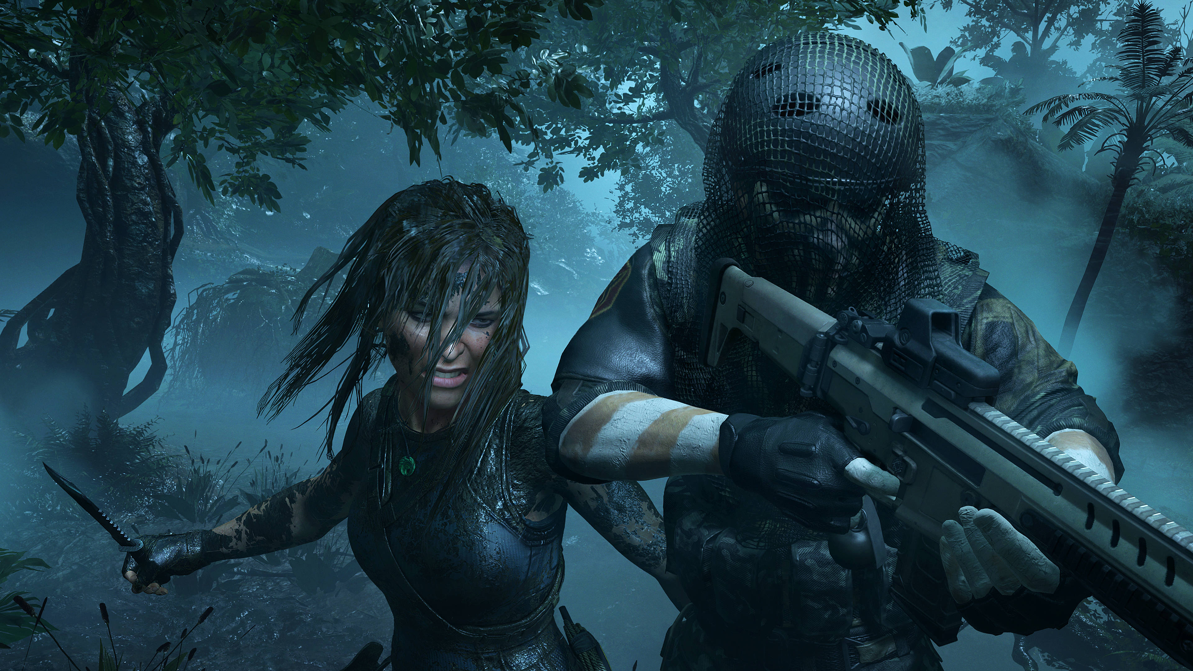 Shadow Of The Tomb Raider, jungle, night, 4K Desktop Wallpaper