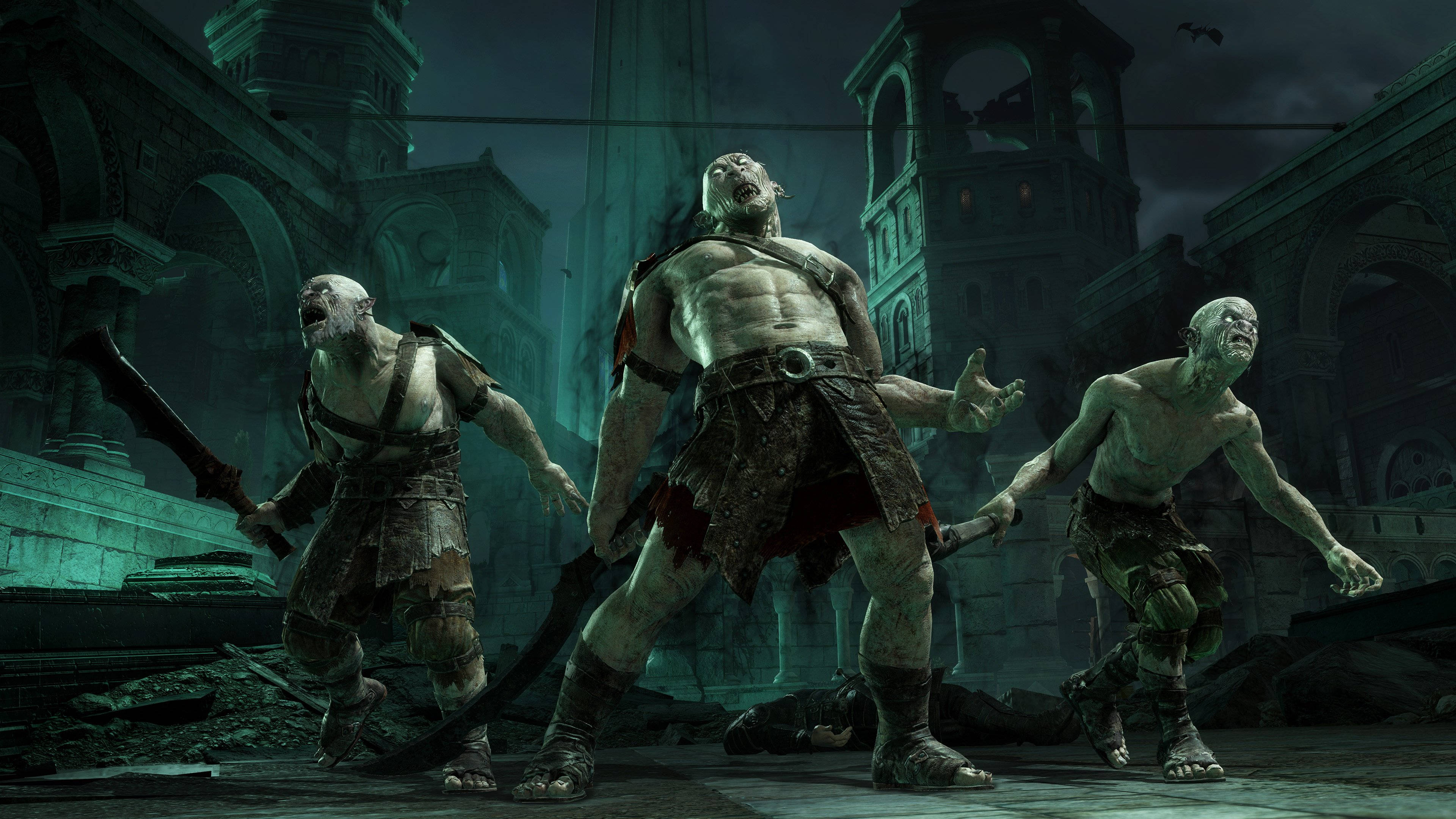 Shadow Of War, three orcs, zombie-like warriors, 4K Desktop Wallpaper