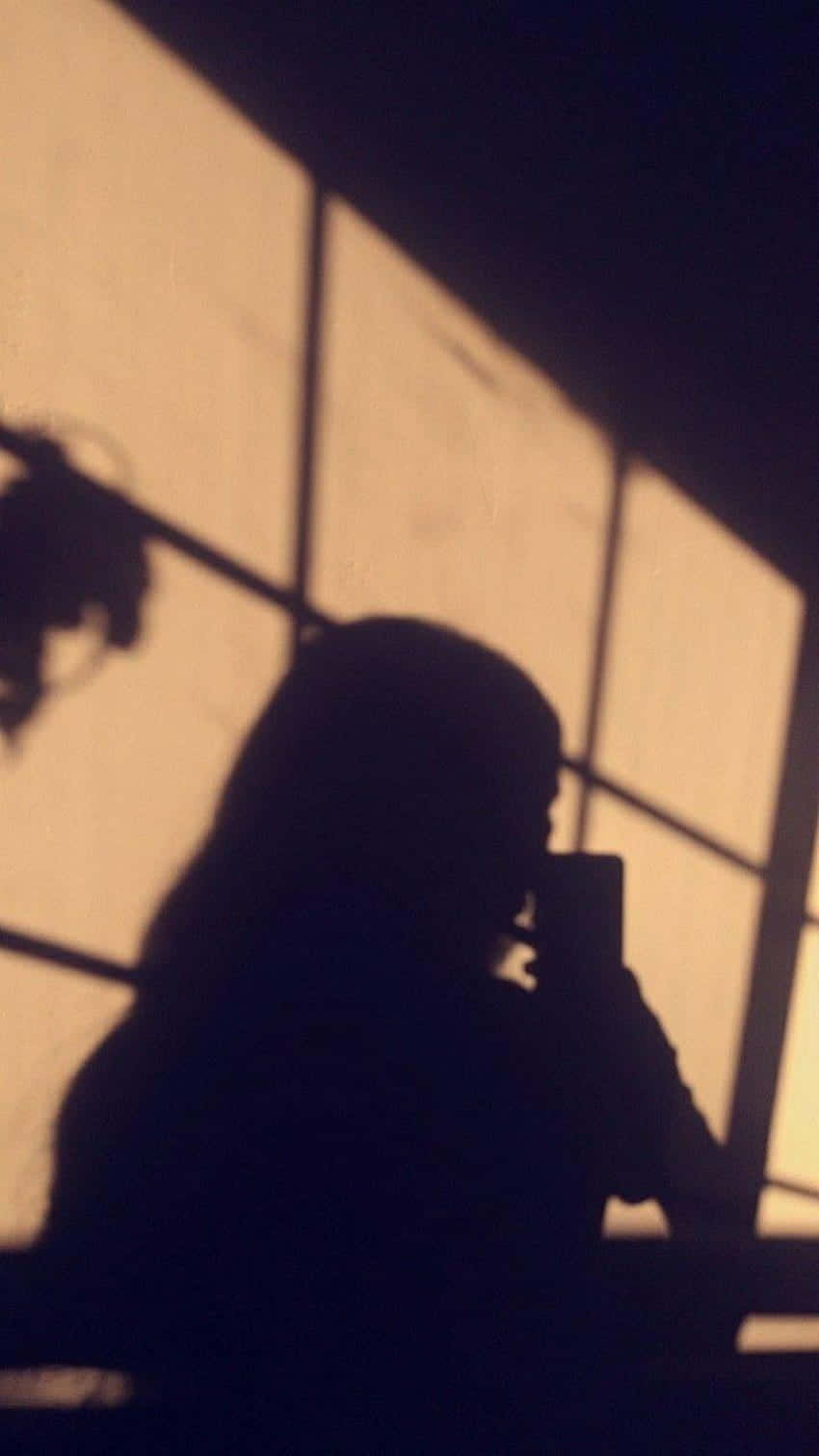 silhouette, warmly lit window, grid panes, HD Phone Wallpaper