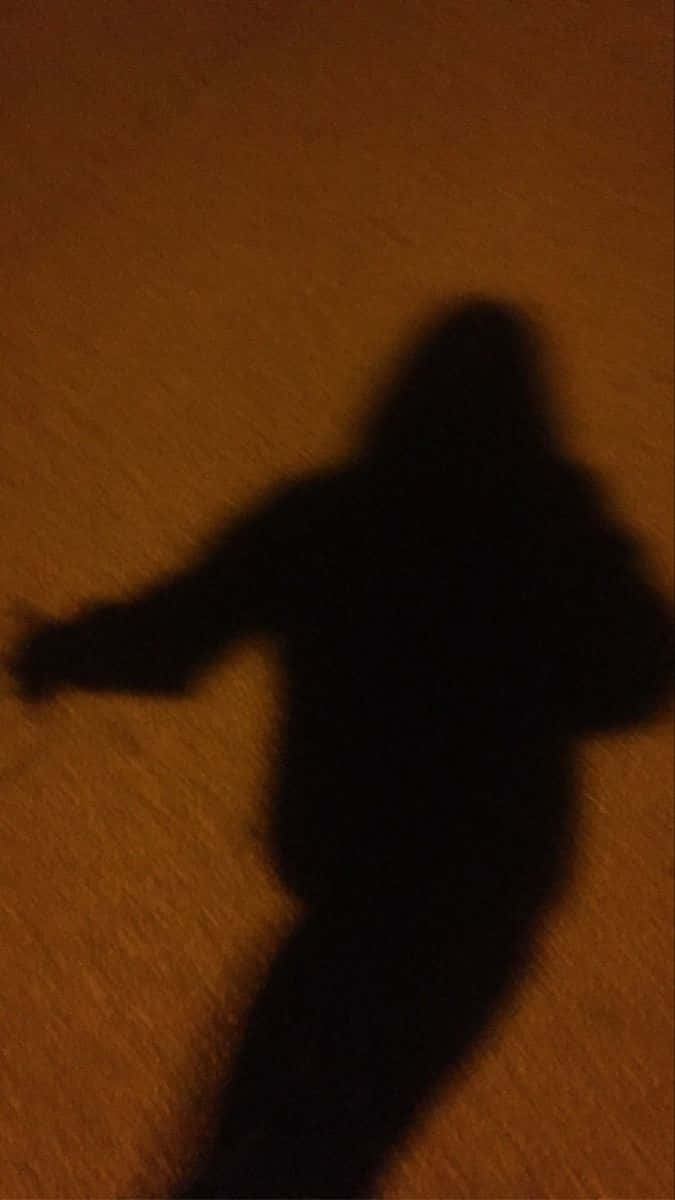 girl, shadow, textured orange wall, SD Phone Wallpaper