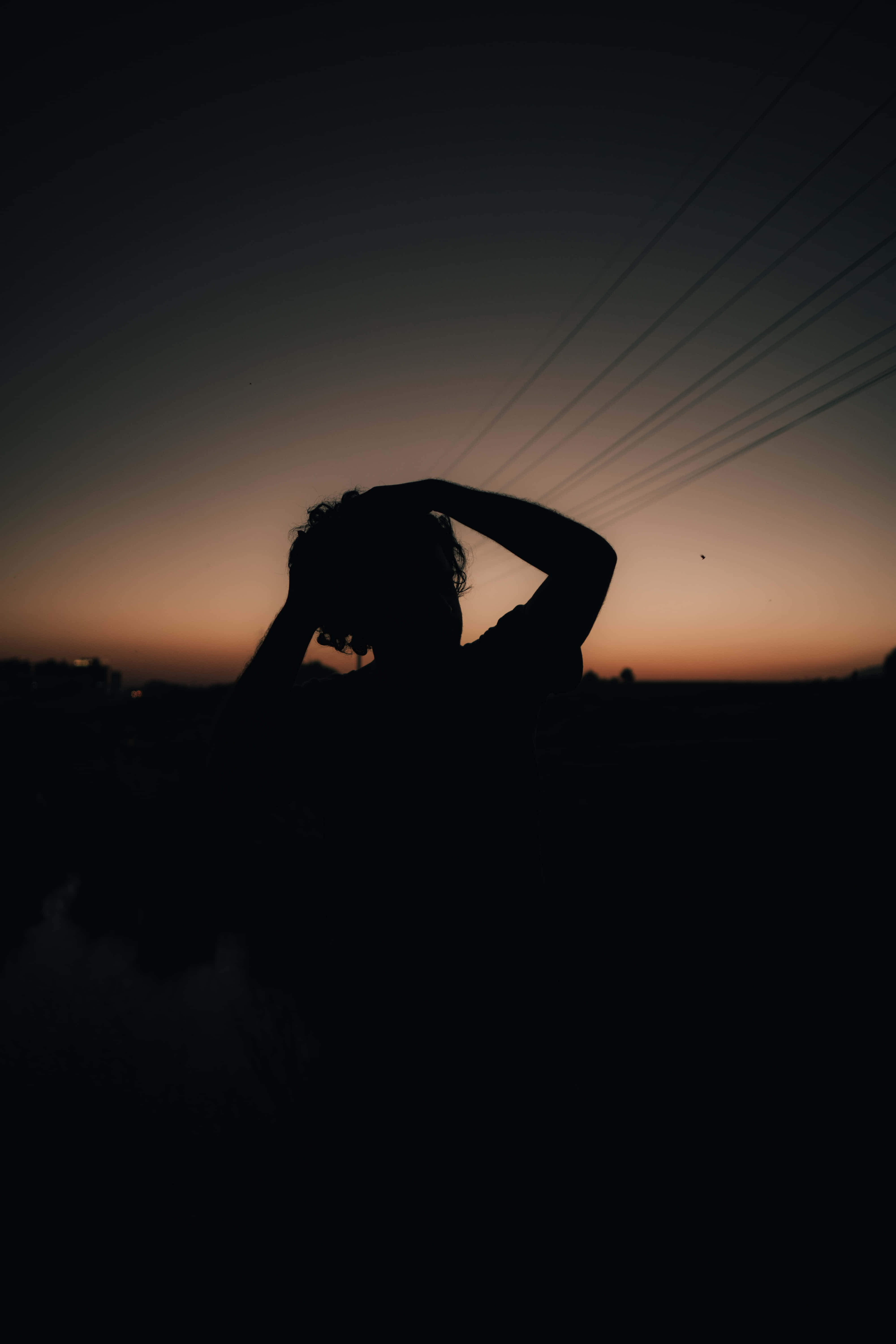 dusky sky, twilight sky, silhouette, 5K Phone Wallpaper