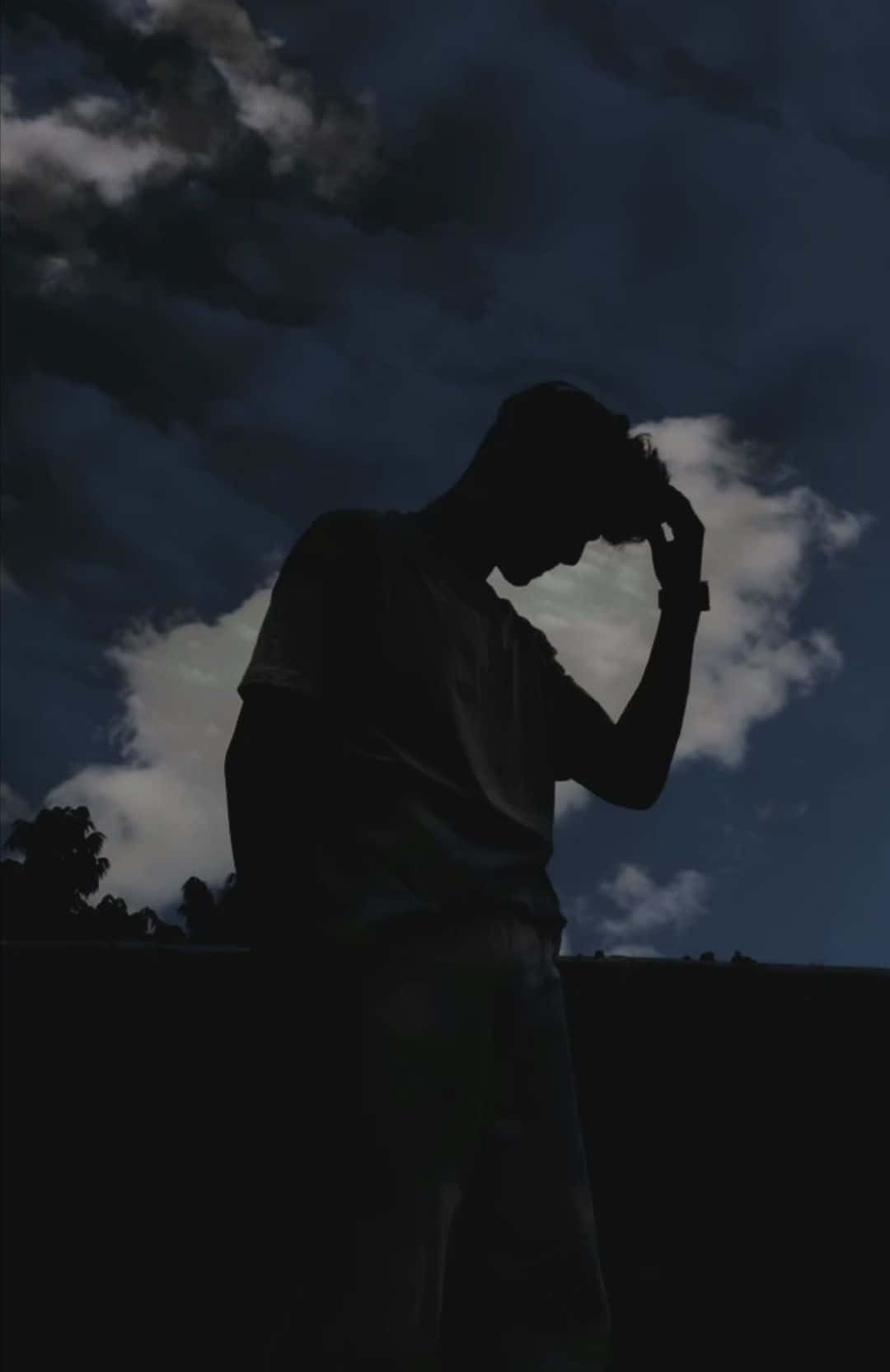 boy, silhouette, cloudy sky, HD Phone Wallpaper