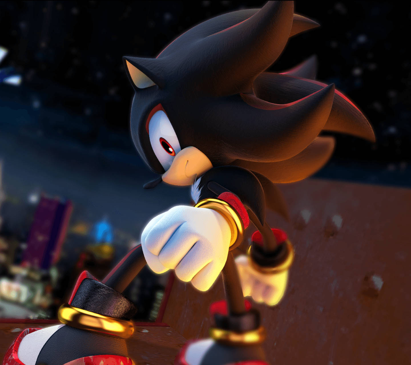 Shadow The Hedgehog, red eyes, gold rings, HD Desktop Wallpaper