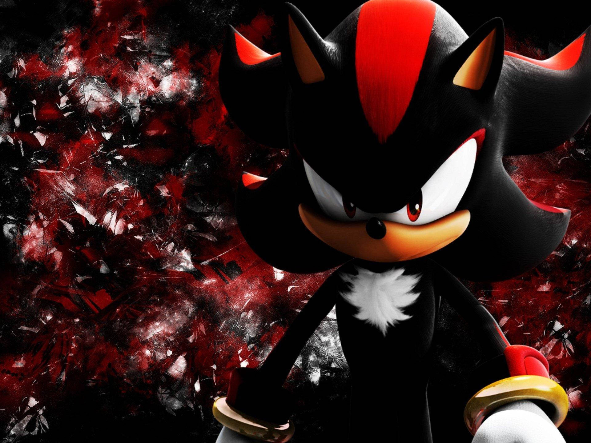 Shadow the Hedgehog, red and black background, glowing eyes, Full HD Desktop Wallpaper