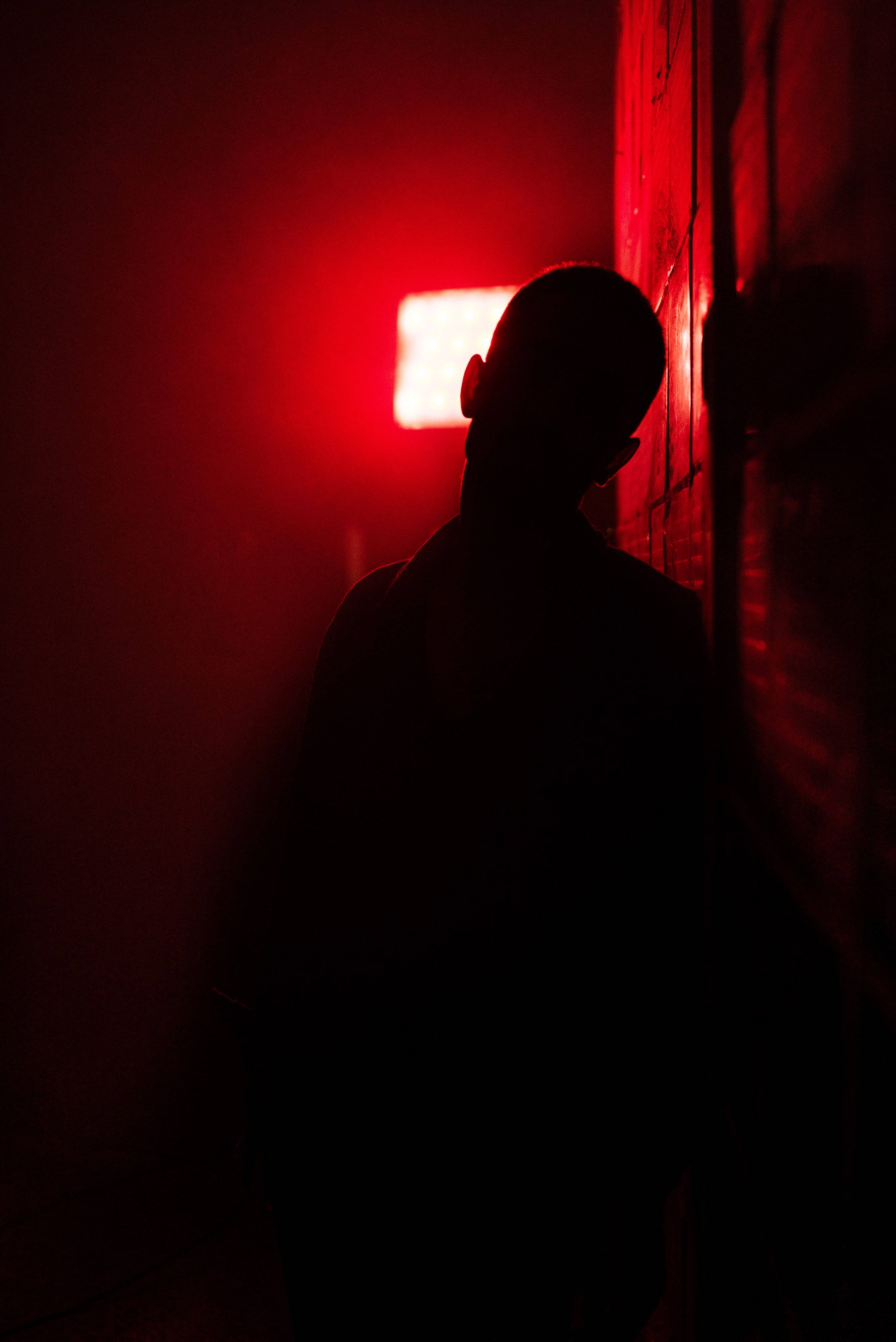 boy, silhouette, dimly lit hallway, 4K Phone Wallpaper