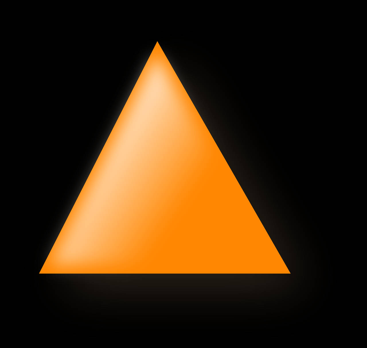 glossy orange triangle, soft gradient edges, pure black background, HD Desktop Wallpaper
