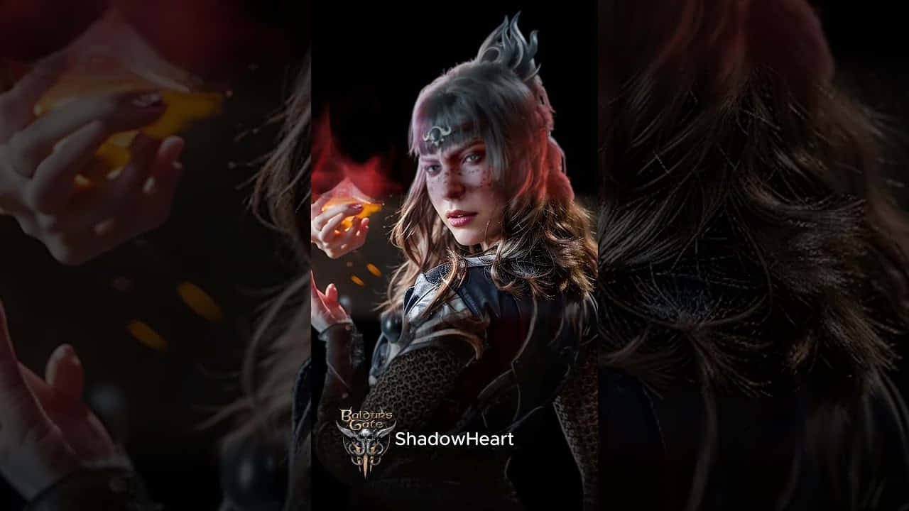 Shadowheart, silver hair, glowing orange magic orbs, HD Desktop Wallpaper