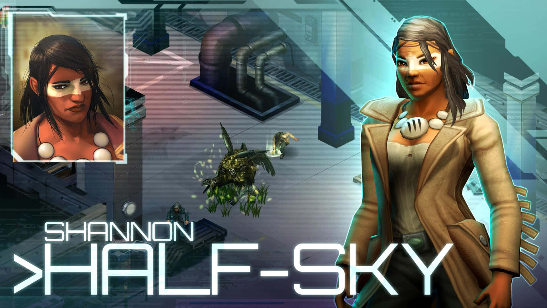 Shadowrun, shannon half sky, trench coat, Full HD Desktop Wallpaper