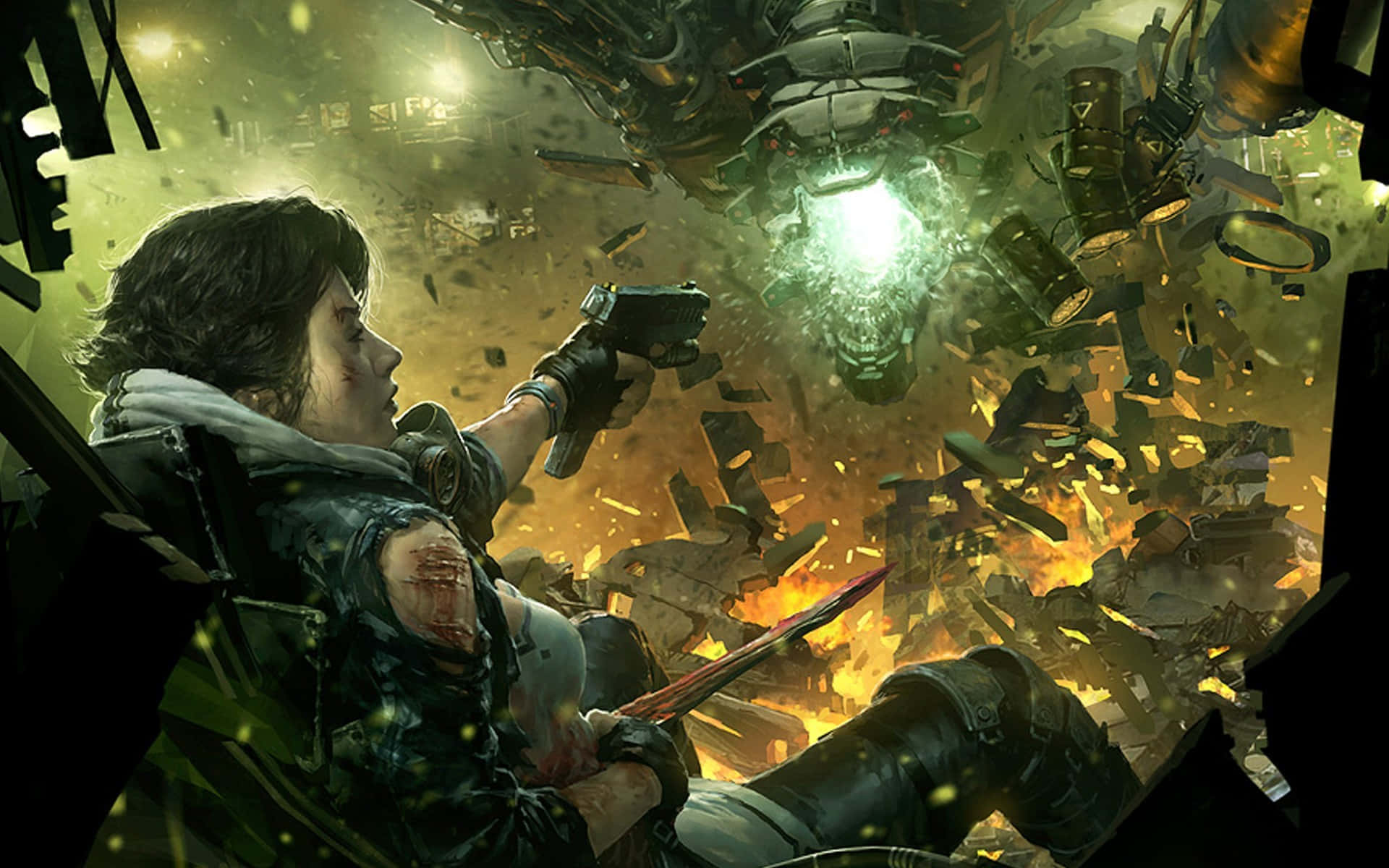 Shadowrun, warrior, pistol, Full HD Desktop Wallpaper