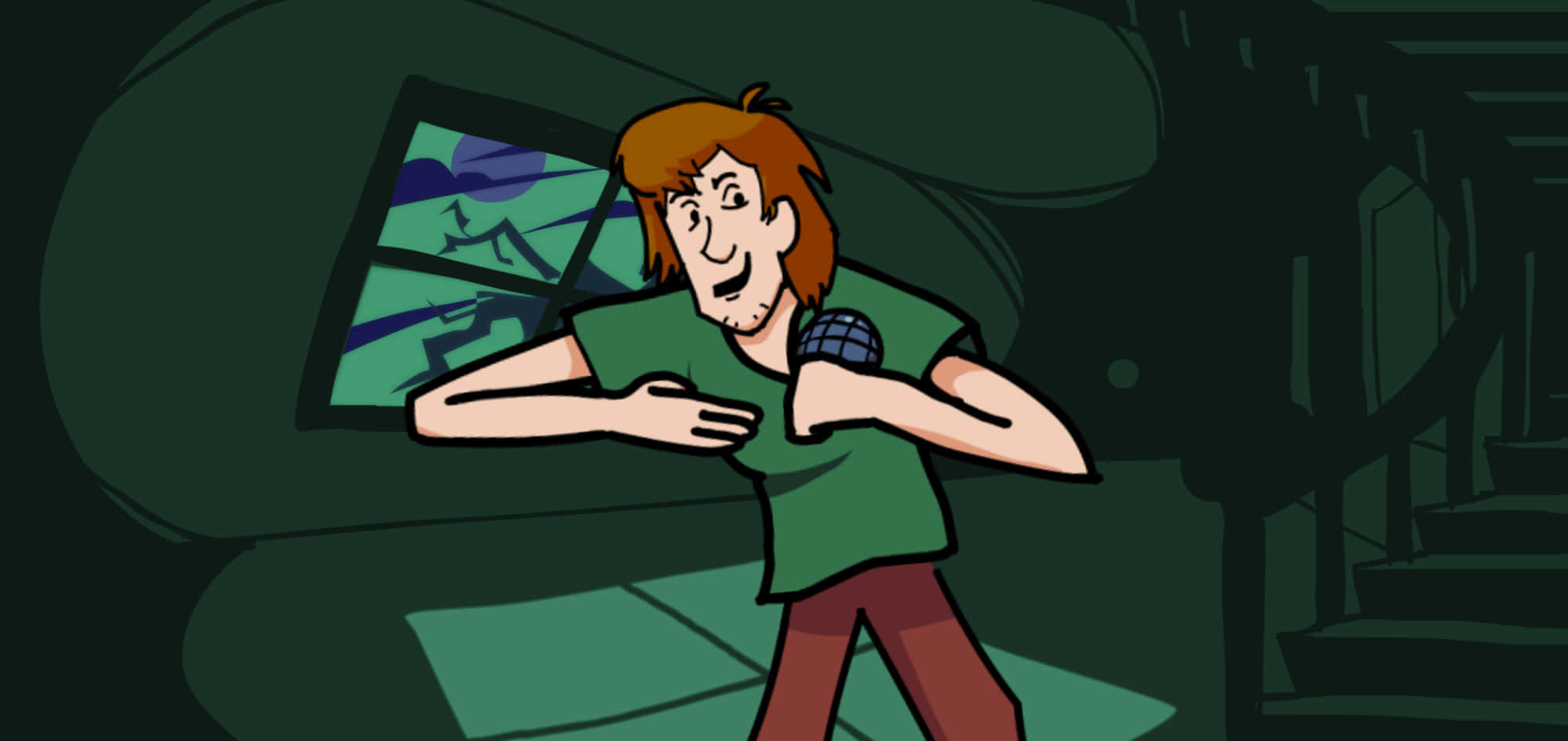 Shaggy Rogers, red hair, green shirt, Full HD Desktop Wallpaper