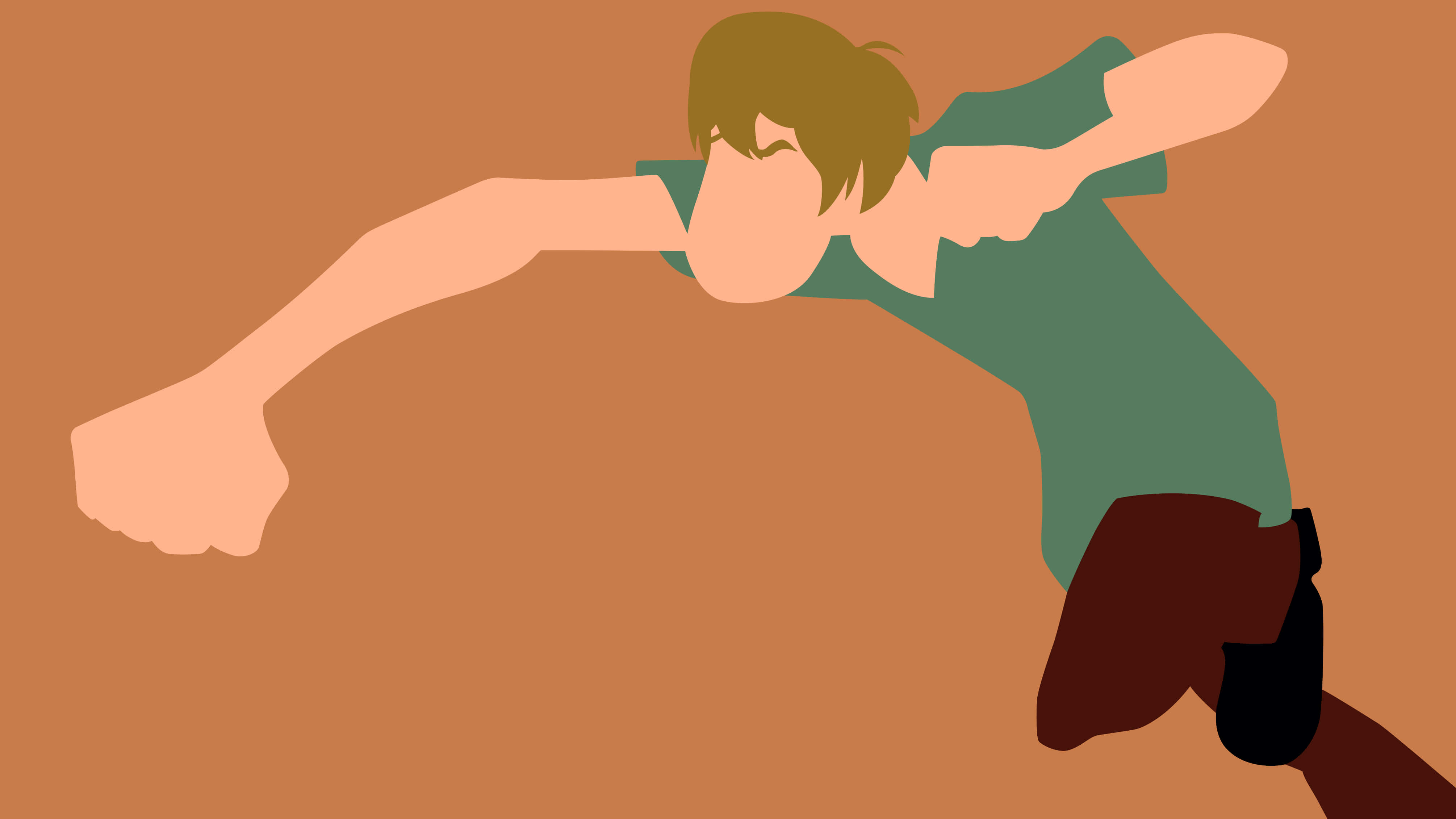 Shaggy Rogers, cartoon character, solid brown background, 4K Desktop Wallpaper