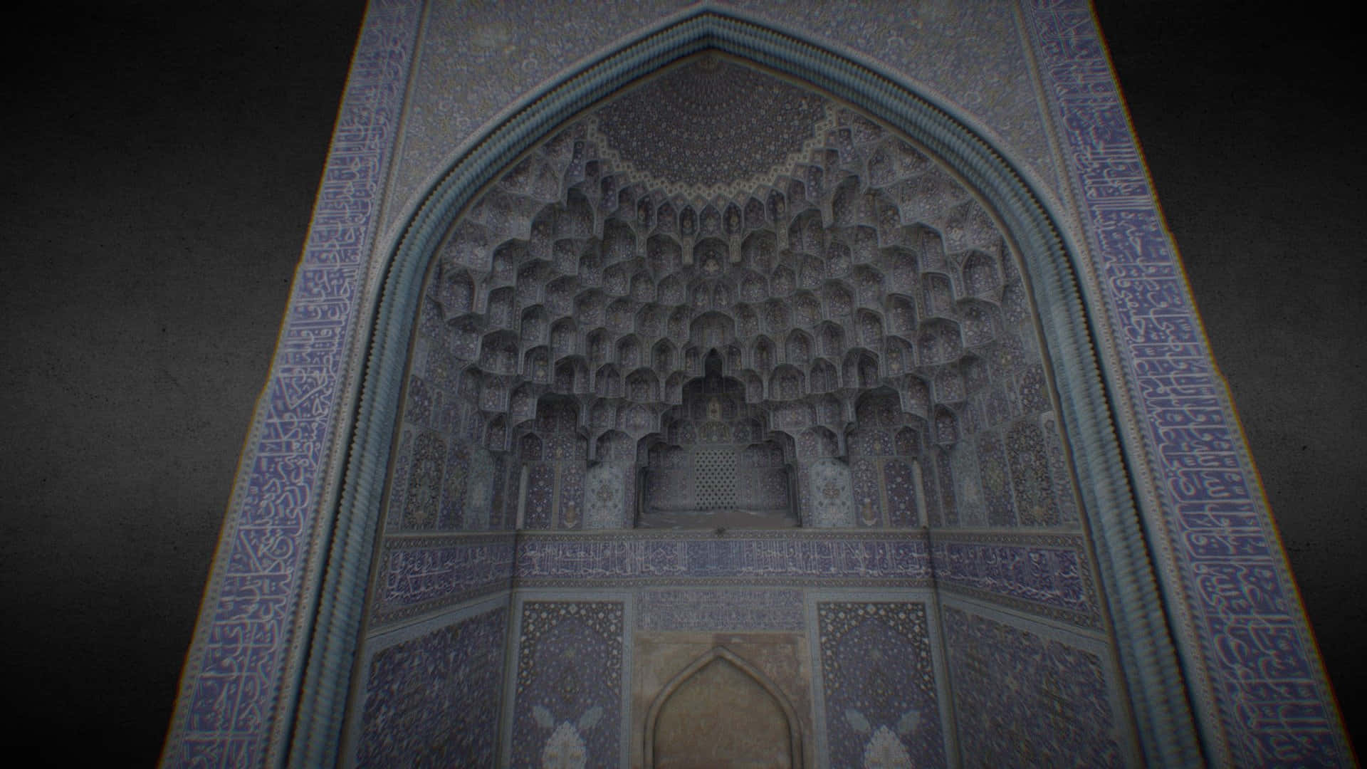Shah Mosque, Islamic archway, blue tilework, Full HD Desktop Wallpaper