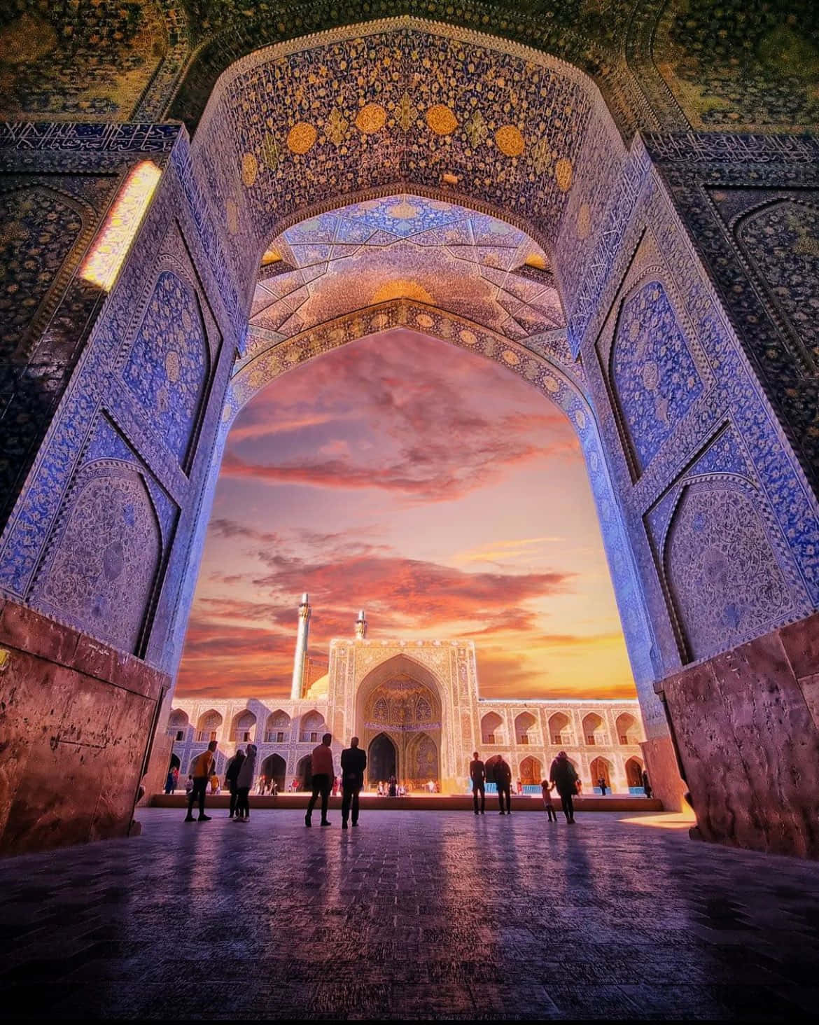 Shah Mosque, Islamic archway, blue tilework, HD Phone Wallpaper