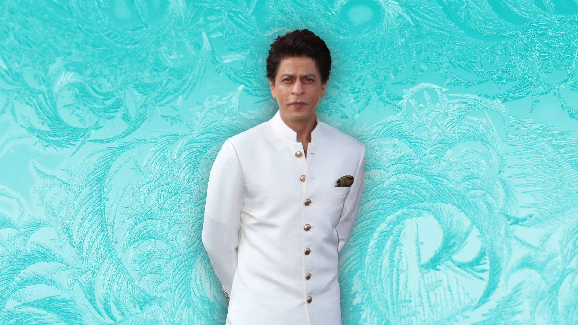 Shah Rukh Khan, white sherwani, turquoise, Full HD Desktop Wallpaper