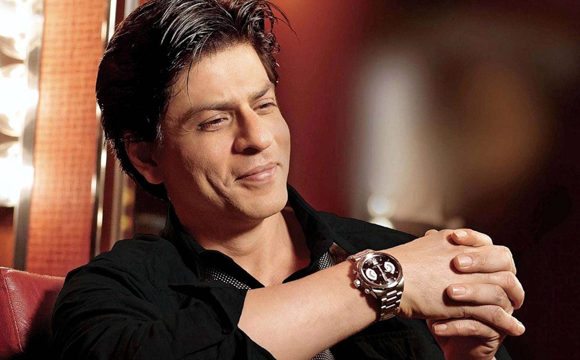 Shah Rukh Khan, silver watch, black shirt, Full HD Desktop Wallpaper