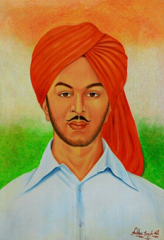Shaheed Bhagat Singh, red turban, mustache, SD Phone Wallpaper