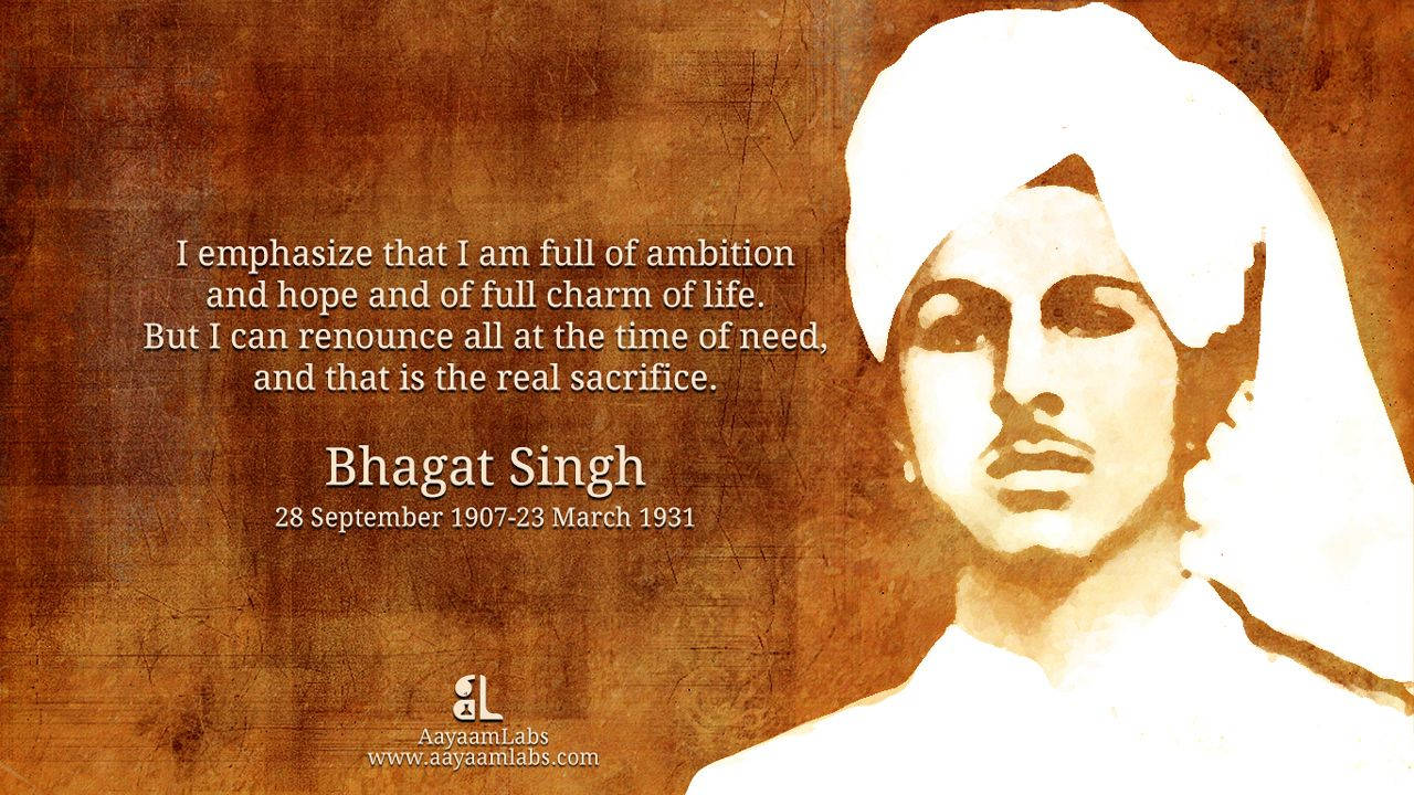 Shaheed Bhagat Singh, sepia-toned portrait, textured background, HD Desktop Wallpaper