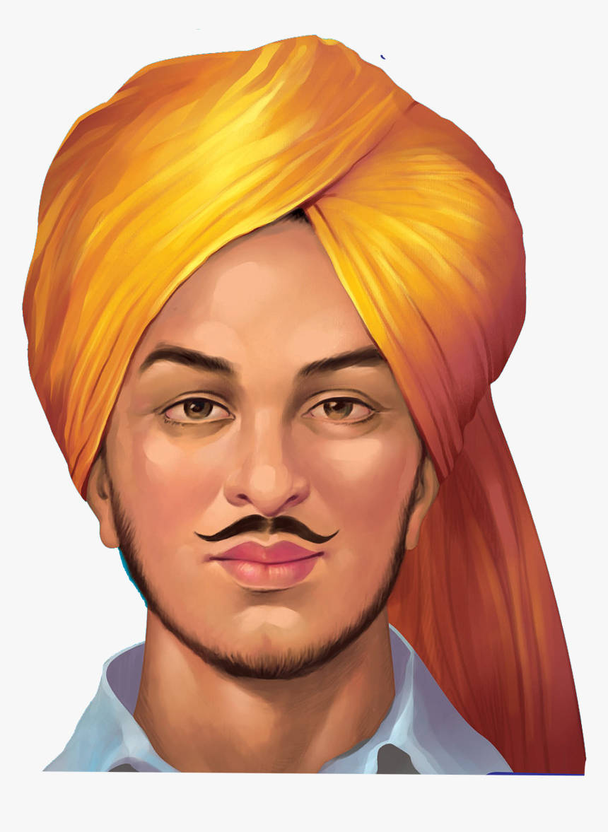 Shaheed Bhagat Singh, orange turban, mustache, SD Phone Wallpaper