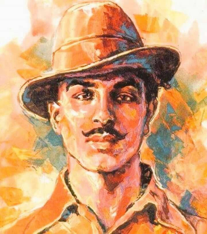 Shaheed Bhagat Singh, drizzled painting, oil painting, SD Phone Wallpaper