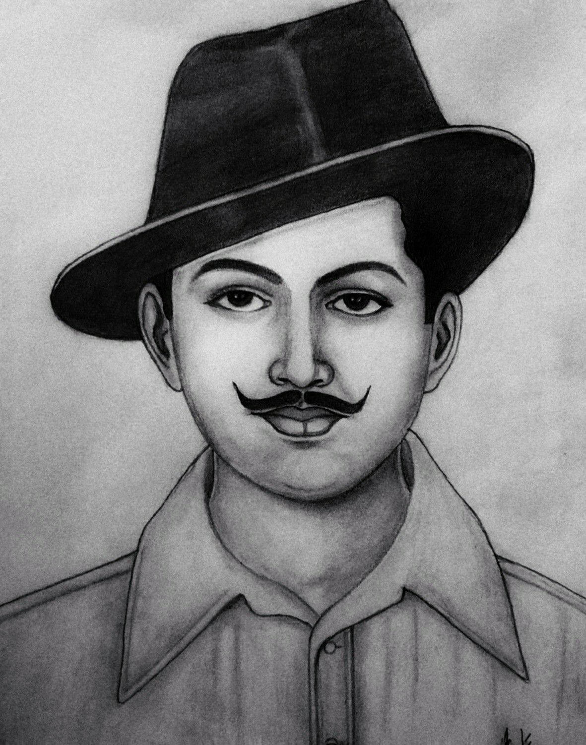 Shaheed Bhagat Singh, charcoal art piece, pencil sketch, HD Phone Wallpaper