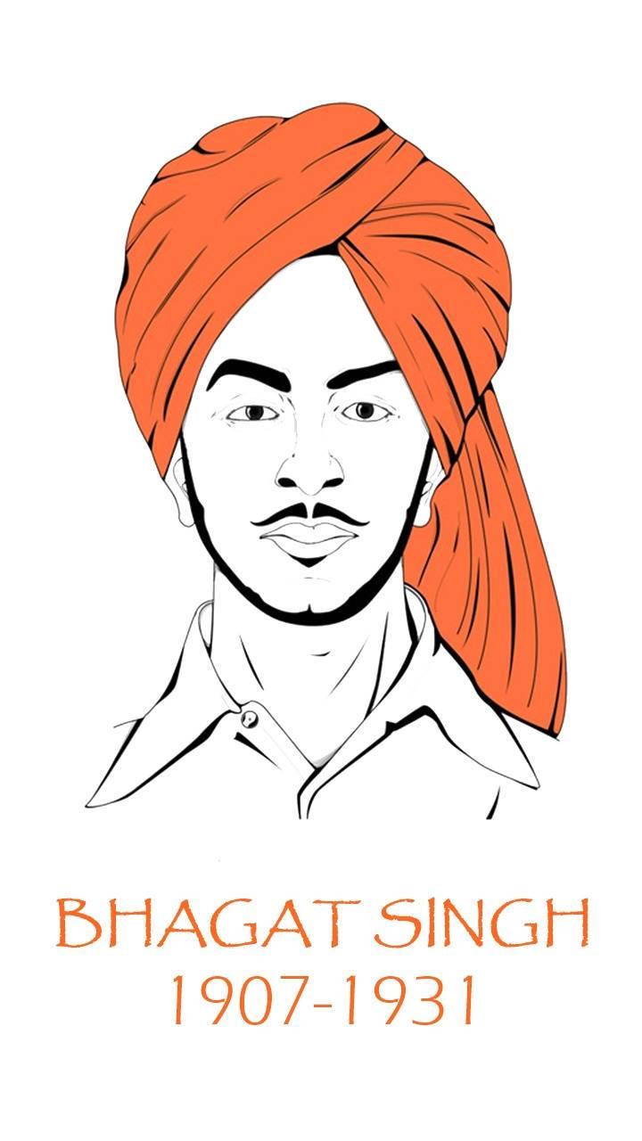 Shaheed Bhagat Singh, orange turban, collared shirt, HD Phone Wallpaper