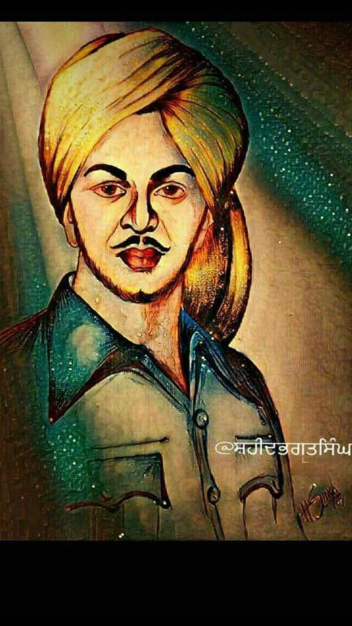 Shaheed Bhagat Singh, golden turban, mustache, HD Phone Wallpaper