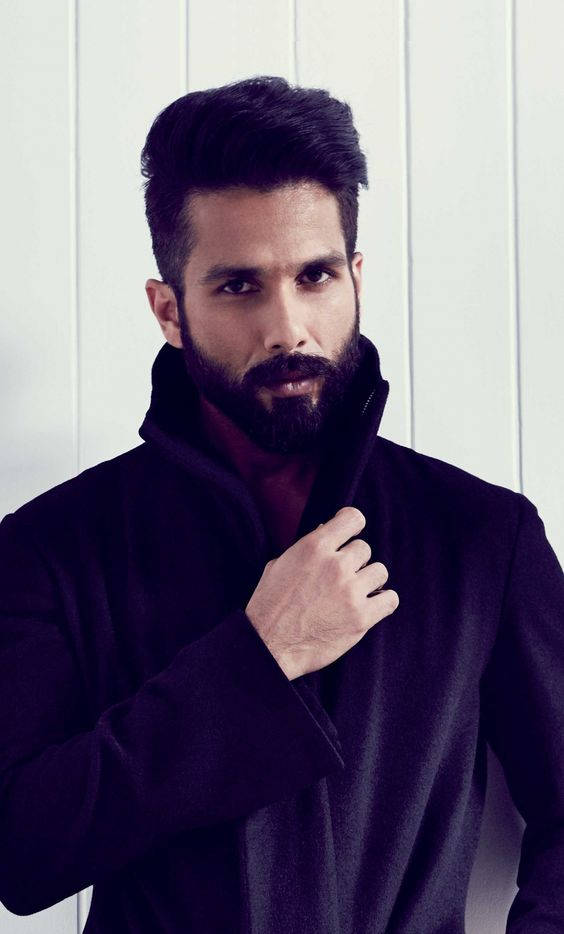 Shahid Kapoor, black jacket, full beard, SD Phone Wallpaper