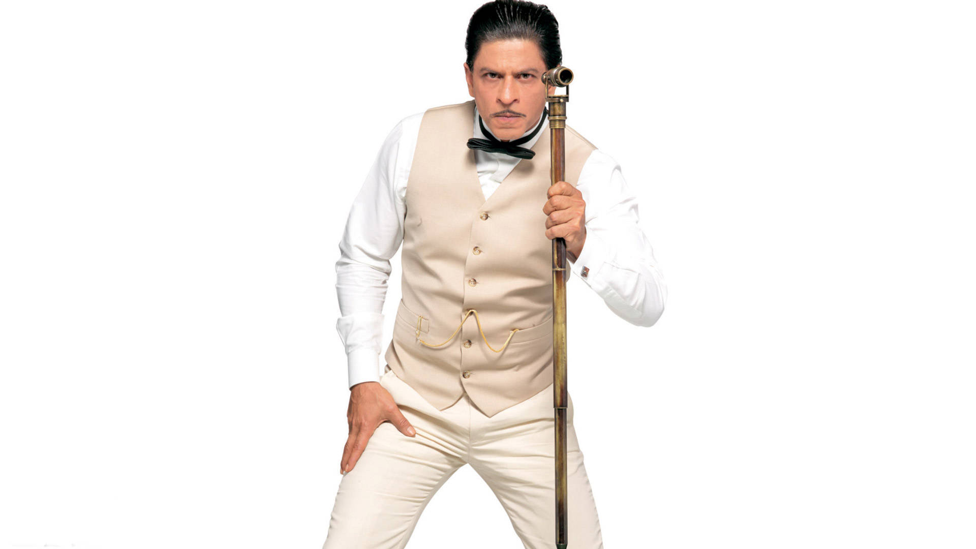 Shahrukh Khan, beige vest, white shirt, Full HD Desktop Wallpaper