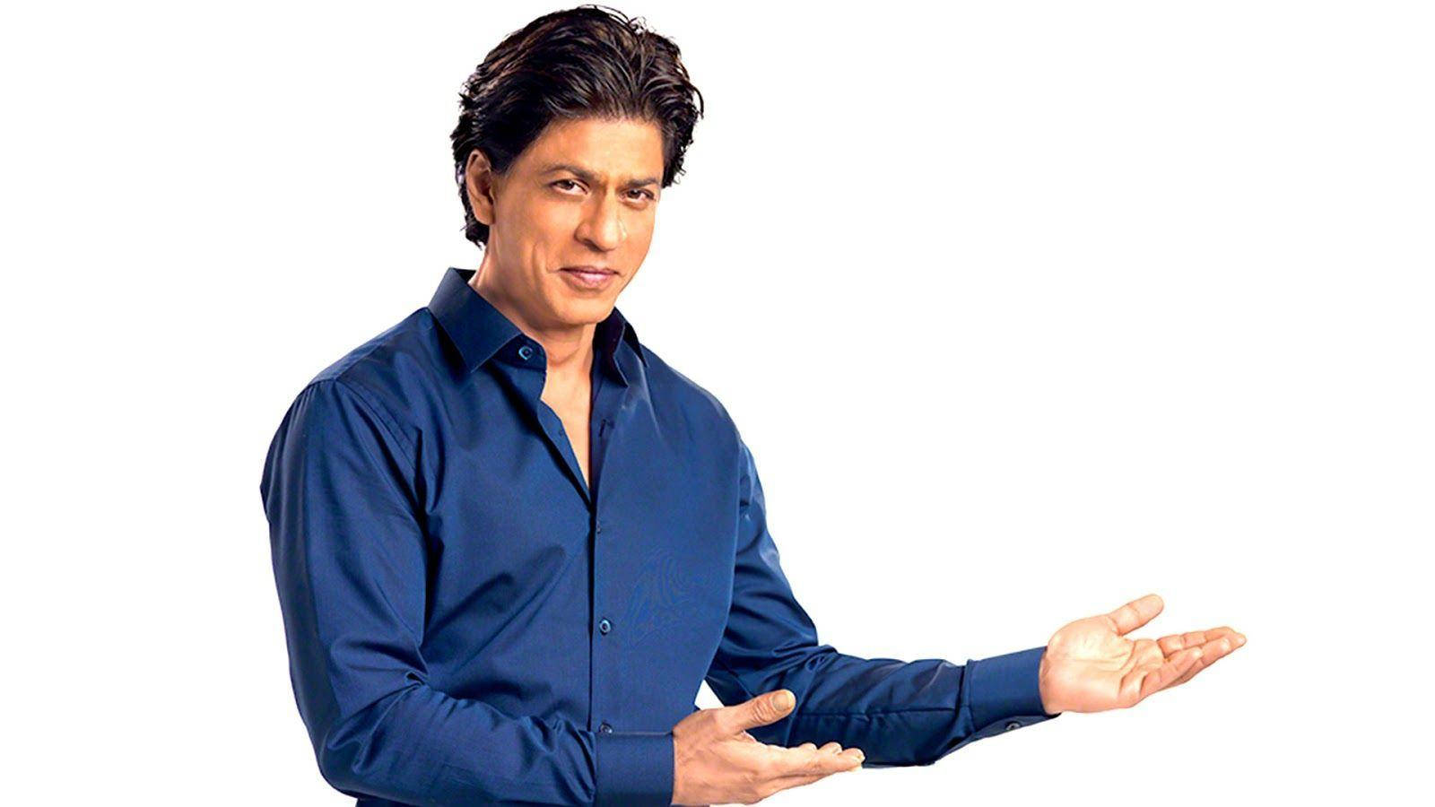 Shahrukh Khan, blue shirt, open palms, HD Desktop Wallpaper